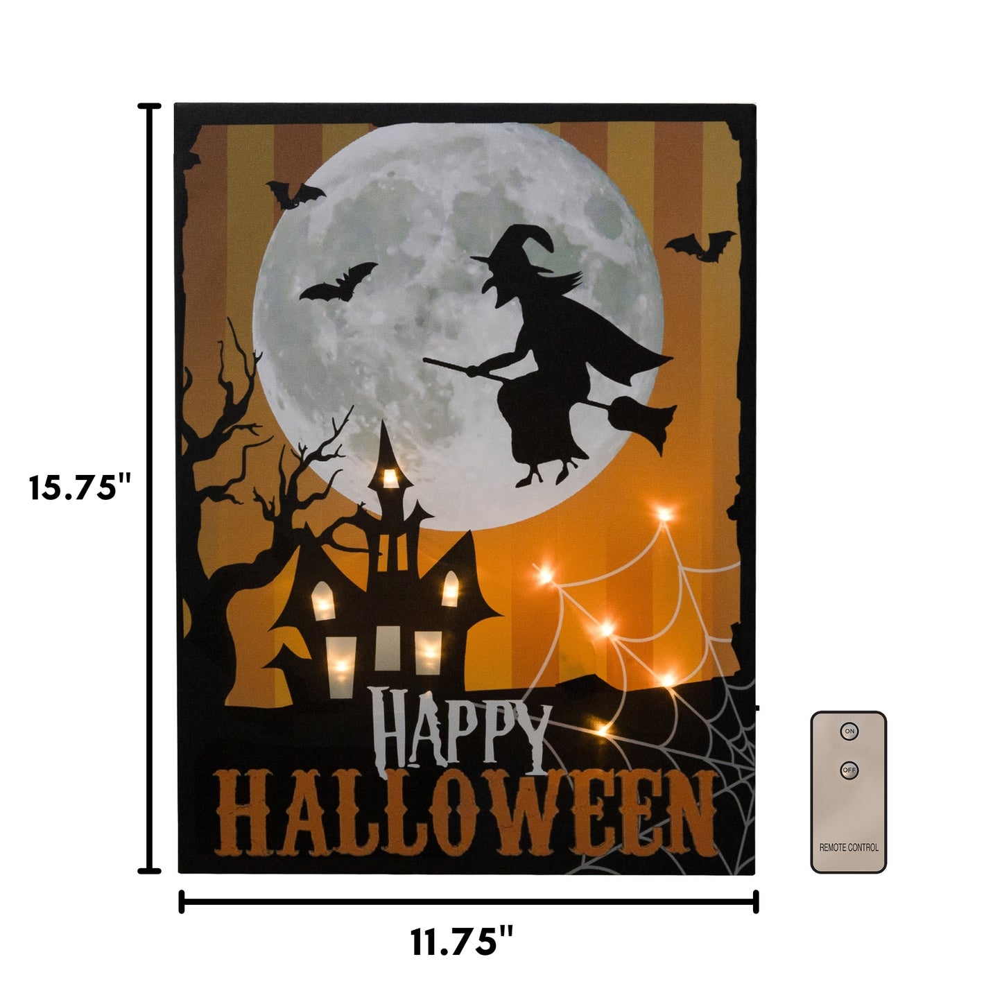 Battery-Operated Lighted Wall Art - Happy Halloween Witch