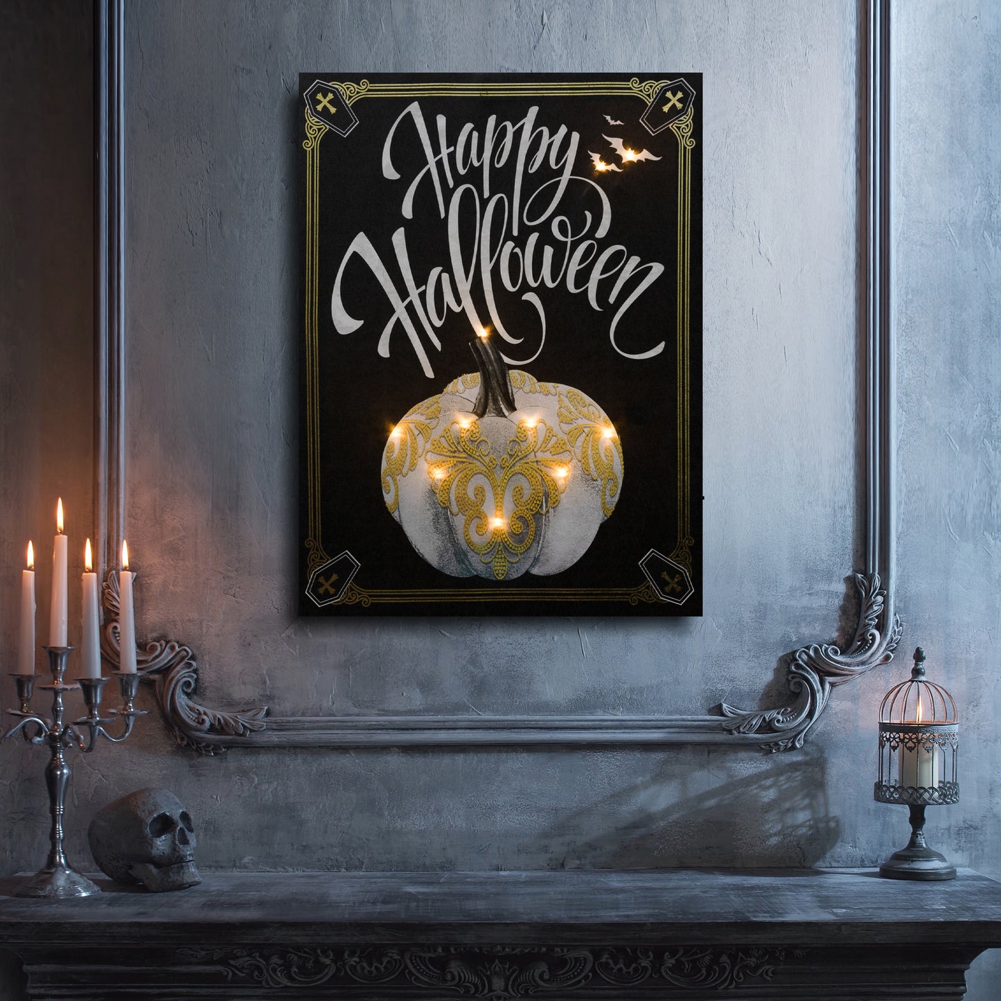Battery-Operated Lighted Wall Art - Happy Halloween Pumpkin