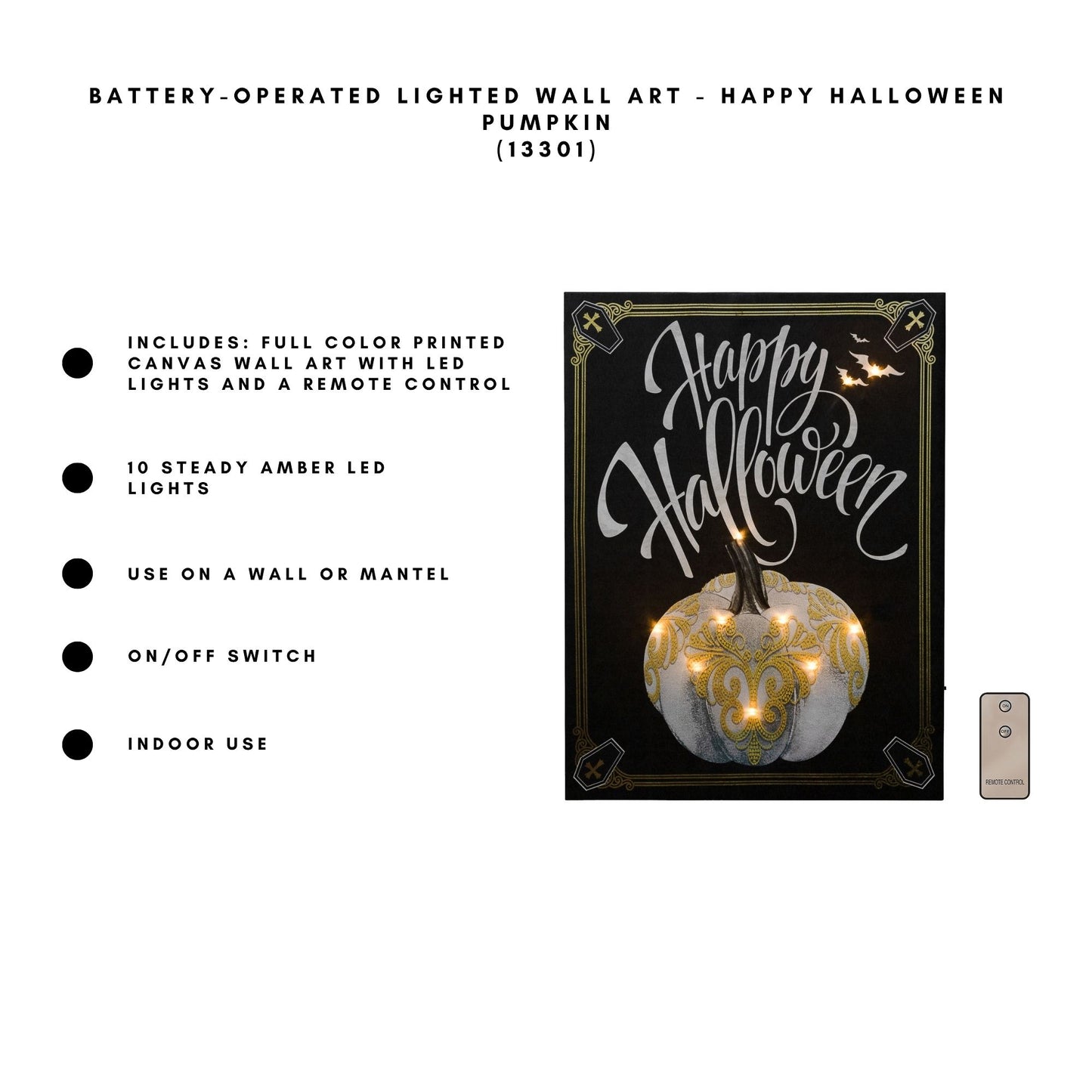 Battery-Operated Lighted Wall Art - Happy Halloween Pumpkin