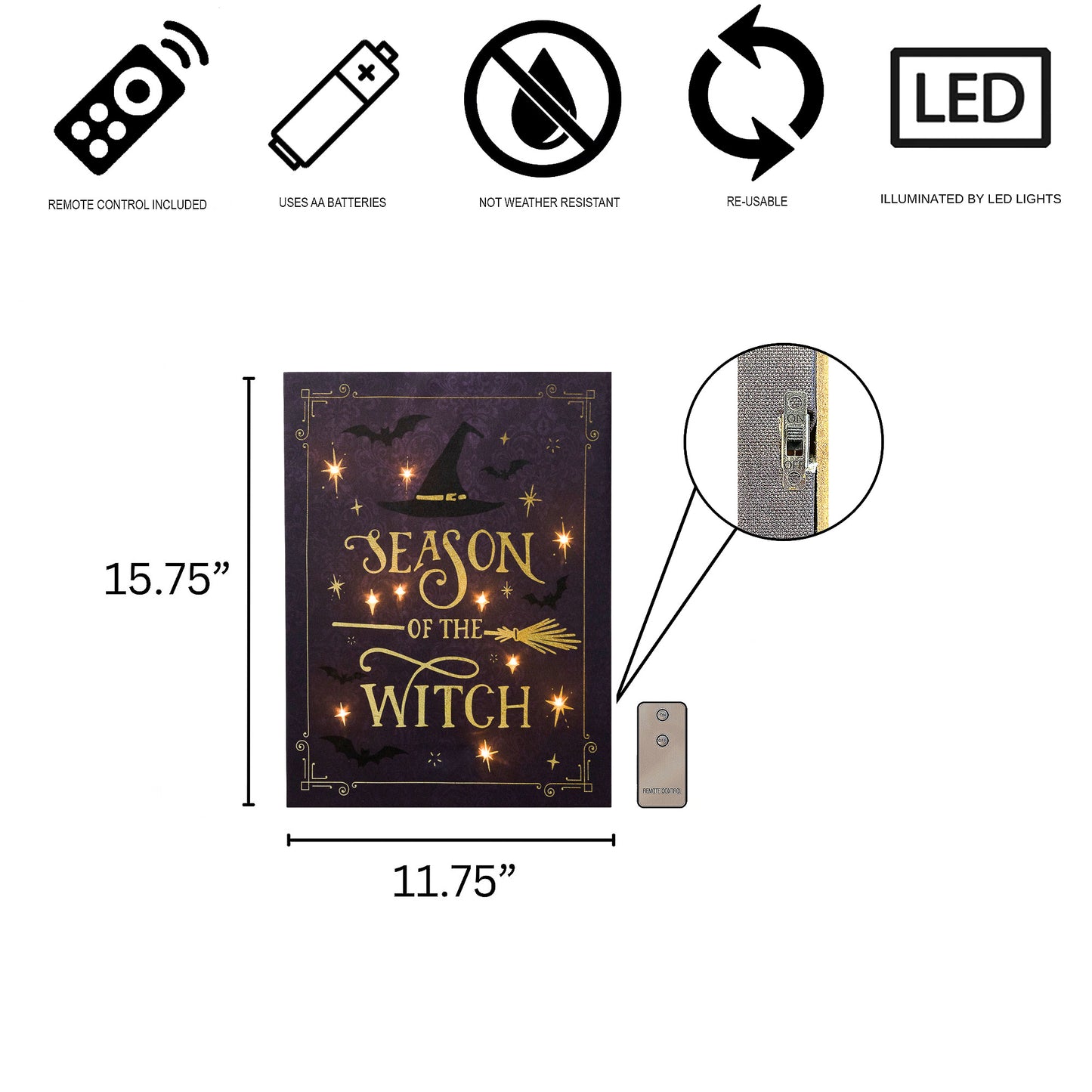 Battery-Operated Lighted Wall Art - Season of the Witch