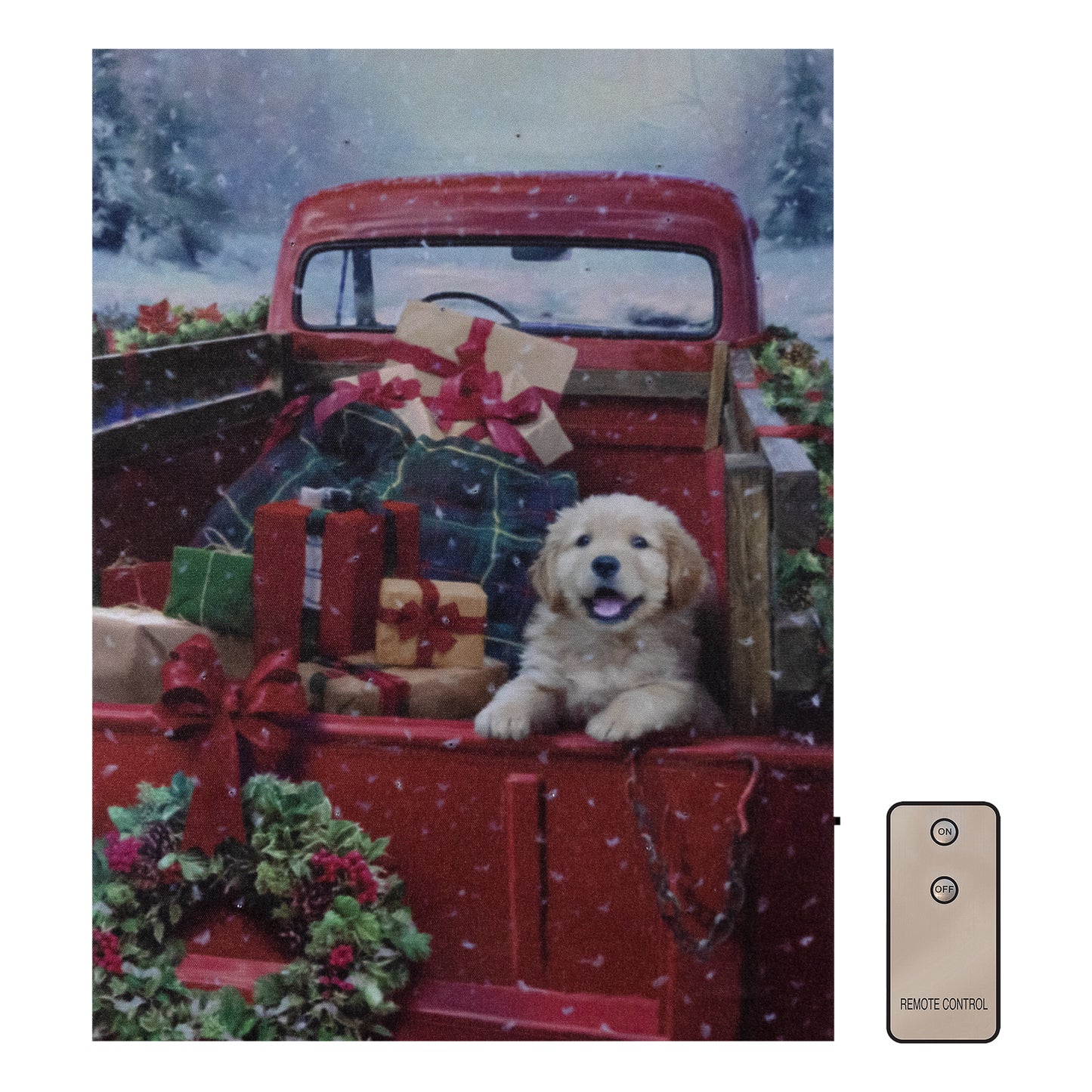 Battery Operated Lighted Wall Art - Christmas Puppy