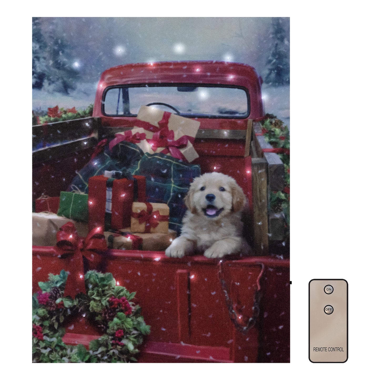 Battery Operated Lighted Wall Art - Christmas Puppy