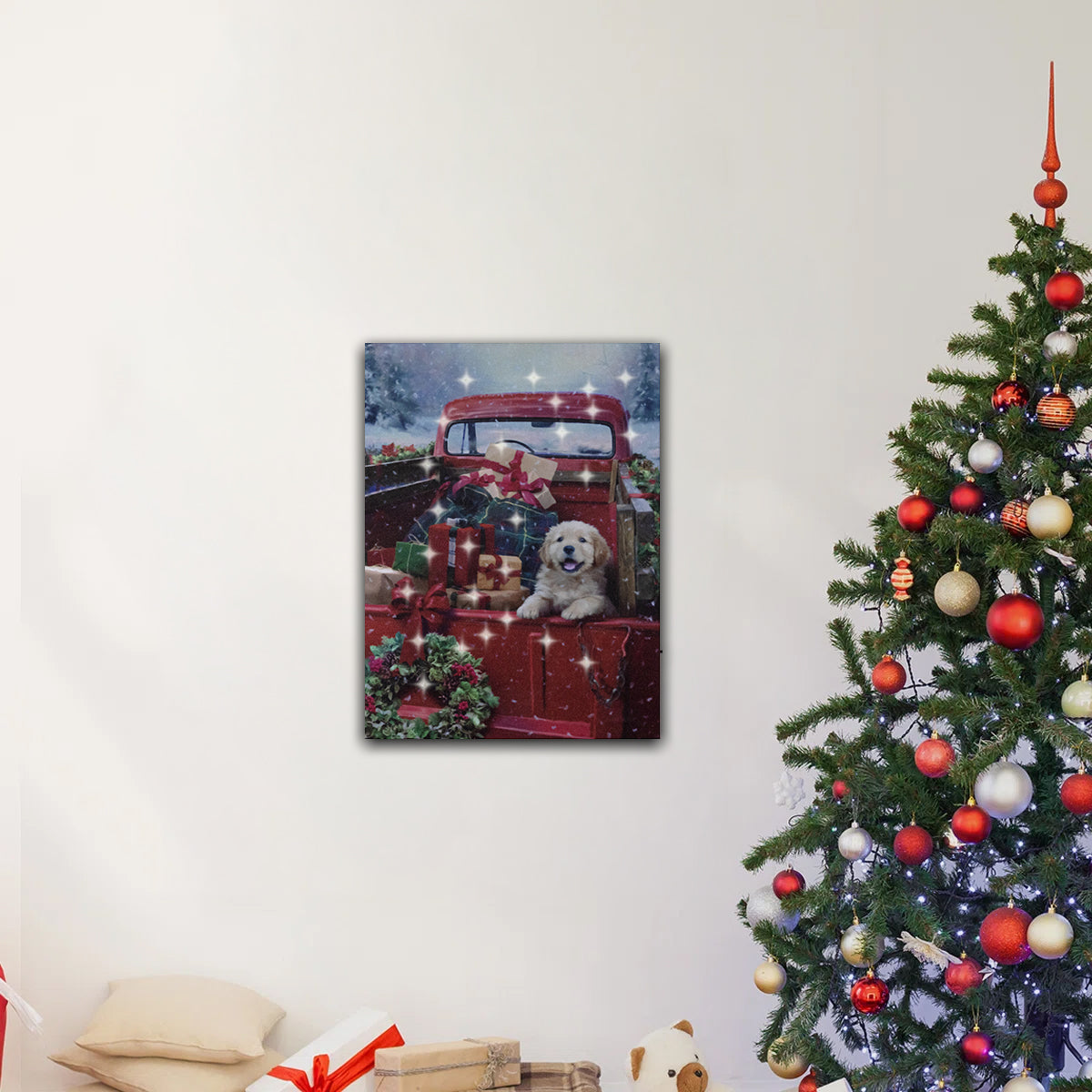Battery-Operated Lighted Wall Art - Christmas Puppy