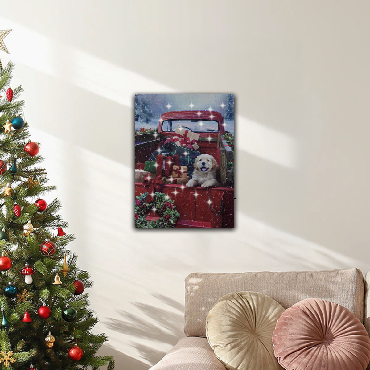 Battery-Operated Lighted Wall Art - Christmas Puppy