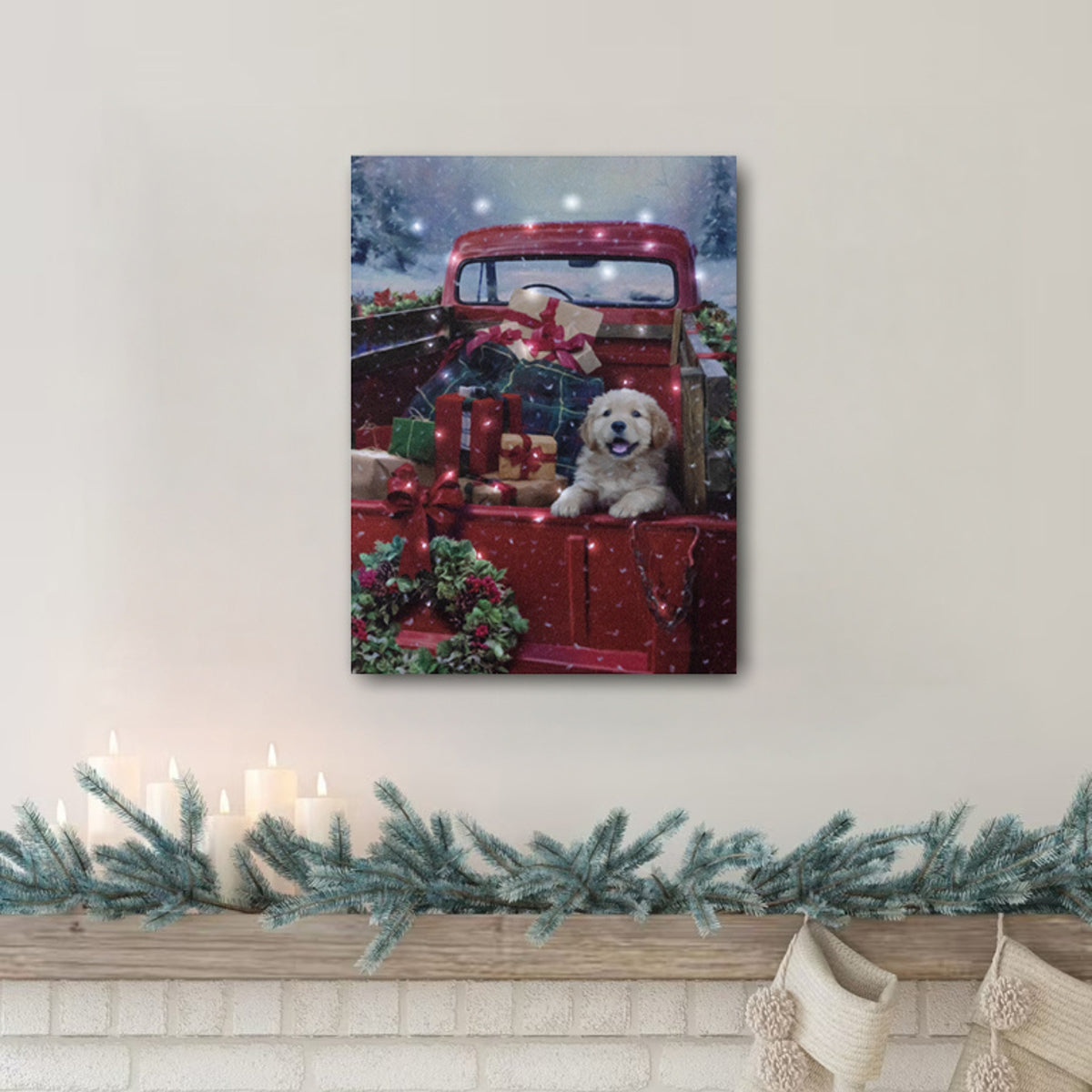 Battery-Operated Lighted Wall Art - Christmas Puppy