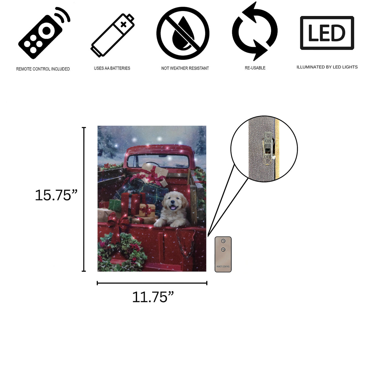 Battery-Operated Lighted Wall Art - Christmas Puppy