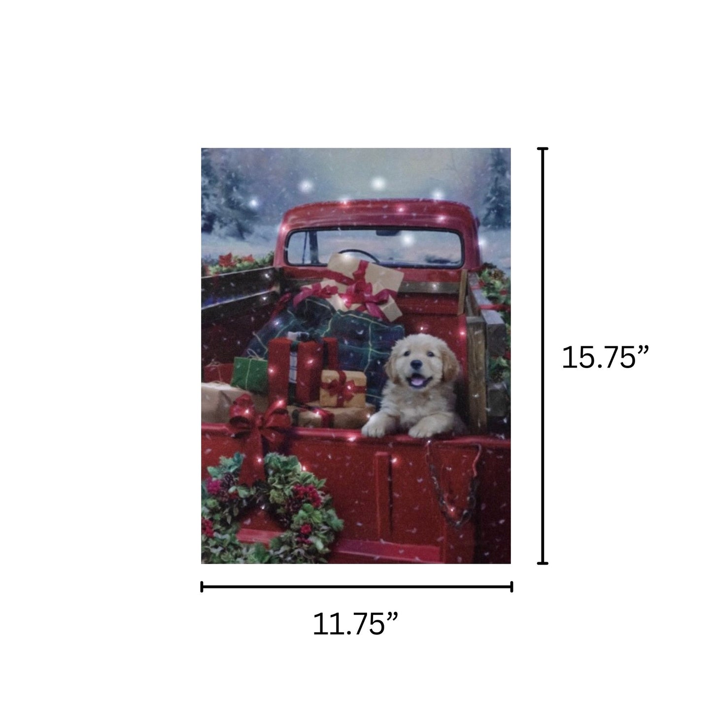 Battery Operated Lighted Wall Art - Christmas Puppy