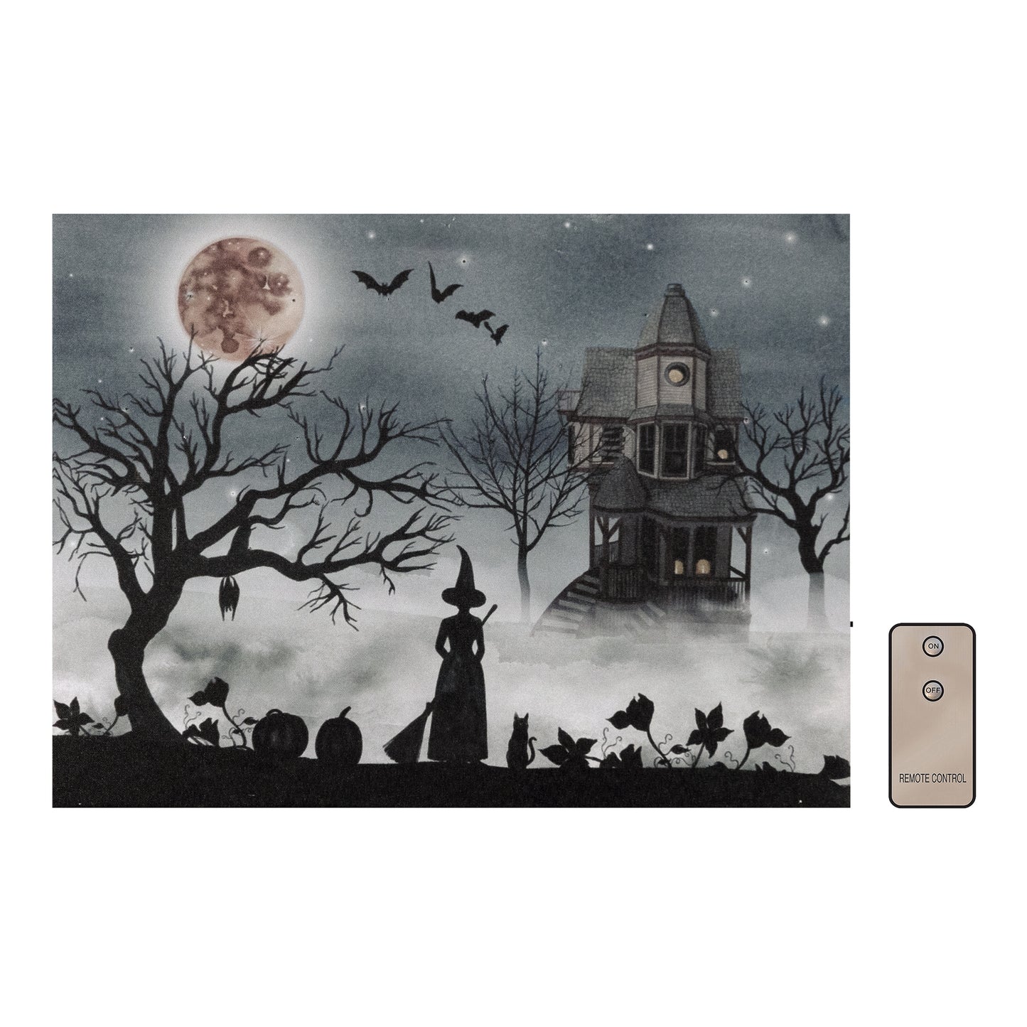 Battery-Operated Lighted Wall Art - Halloween Night