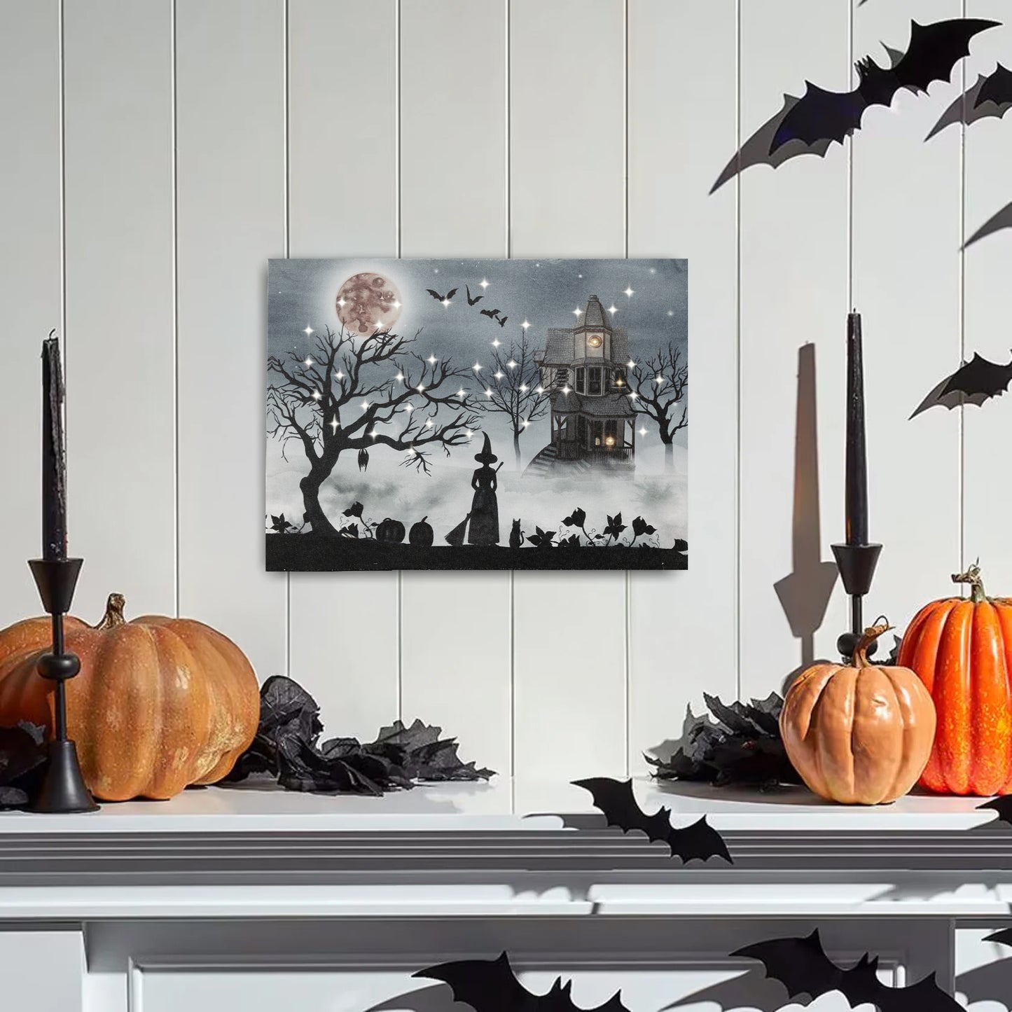 Battery-Operated Lighted Wall Art - Halloween Night