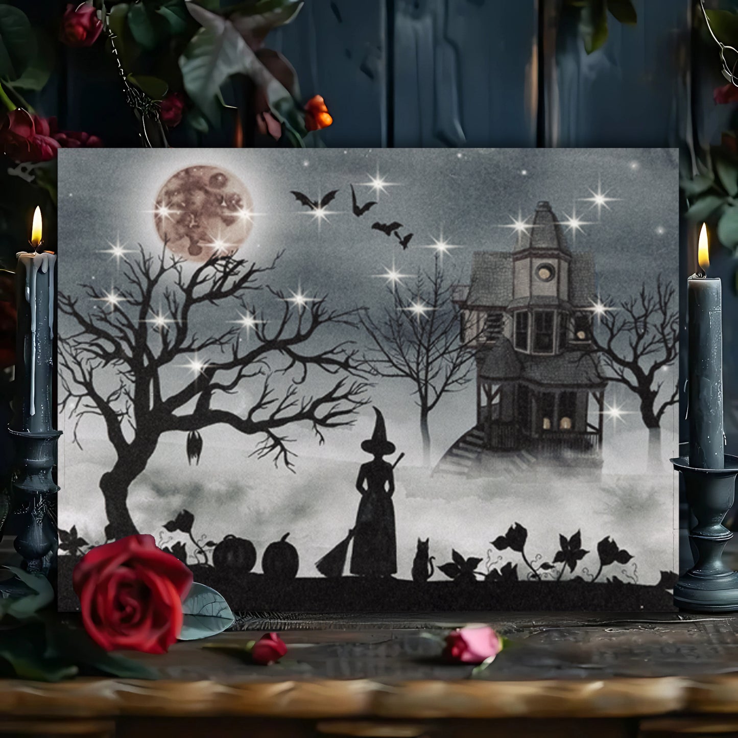 Battery-Operated Lighted Wall Art - Halloween Night