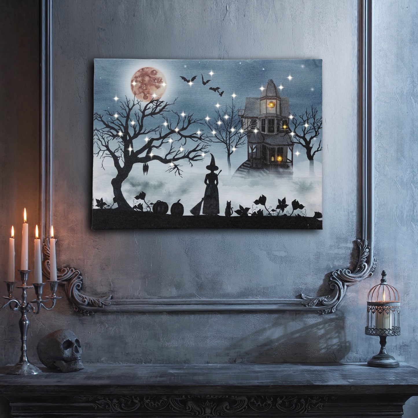 Battery-Operated Lighted Wall Art - Halloween Night