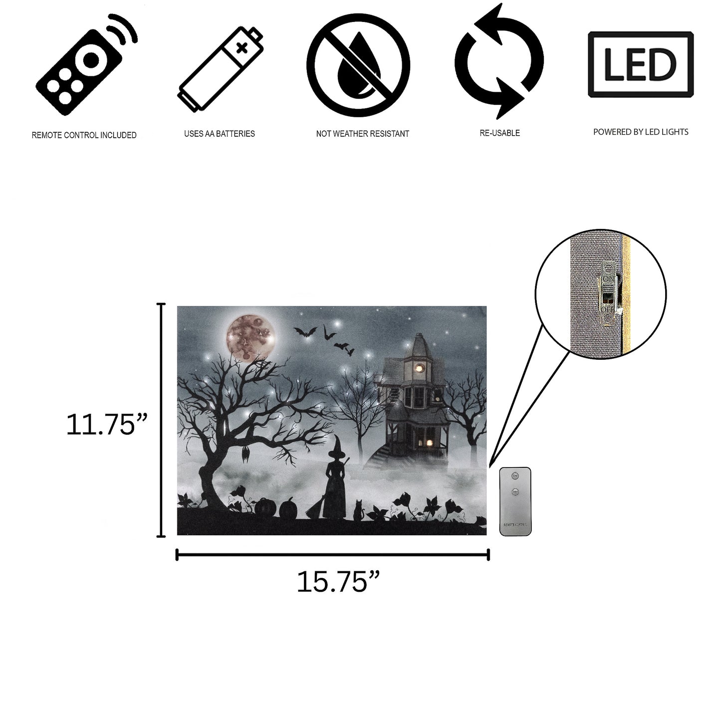 Battery-Operated Lighted Wall Art - Halloween Night