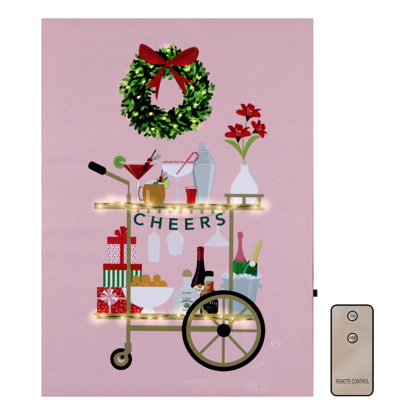Battery Operated Lighted Wall Art - Holiday Cart