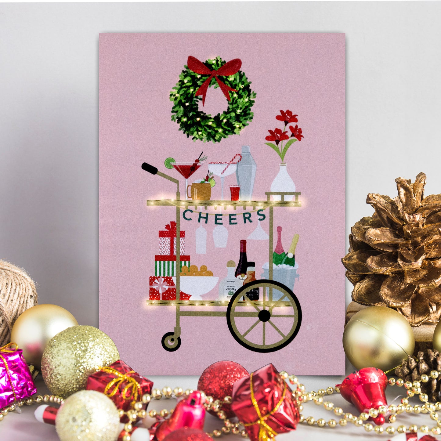 Battery Operated Lighted Wall Art - Holiday Cart