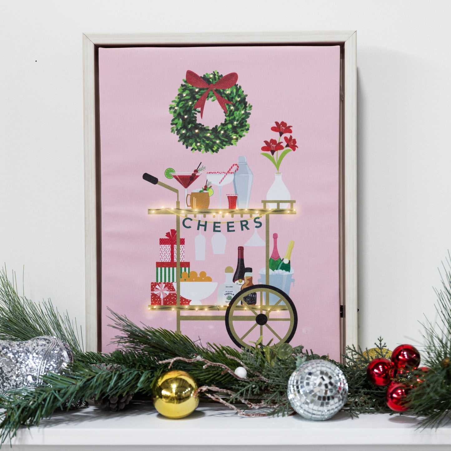 Battery Operated Lighted Wall Art - Holiday Cart