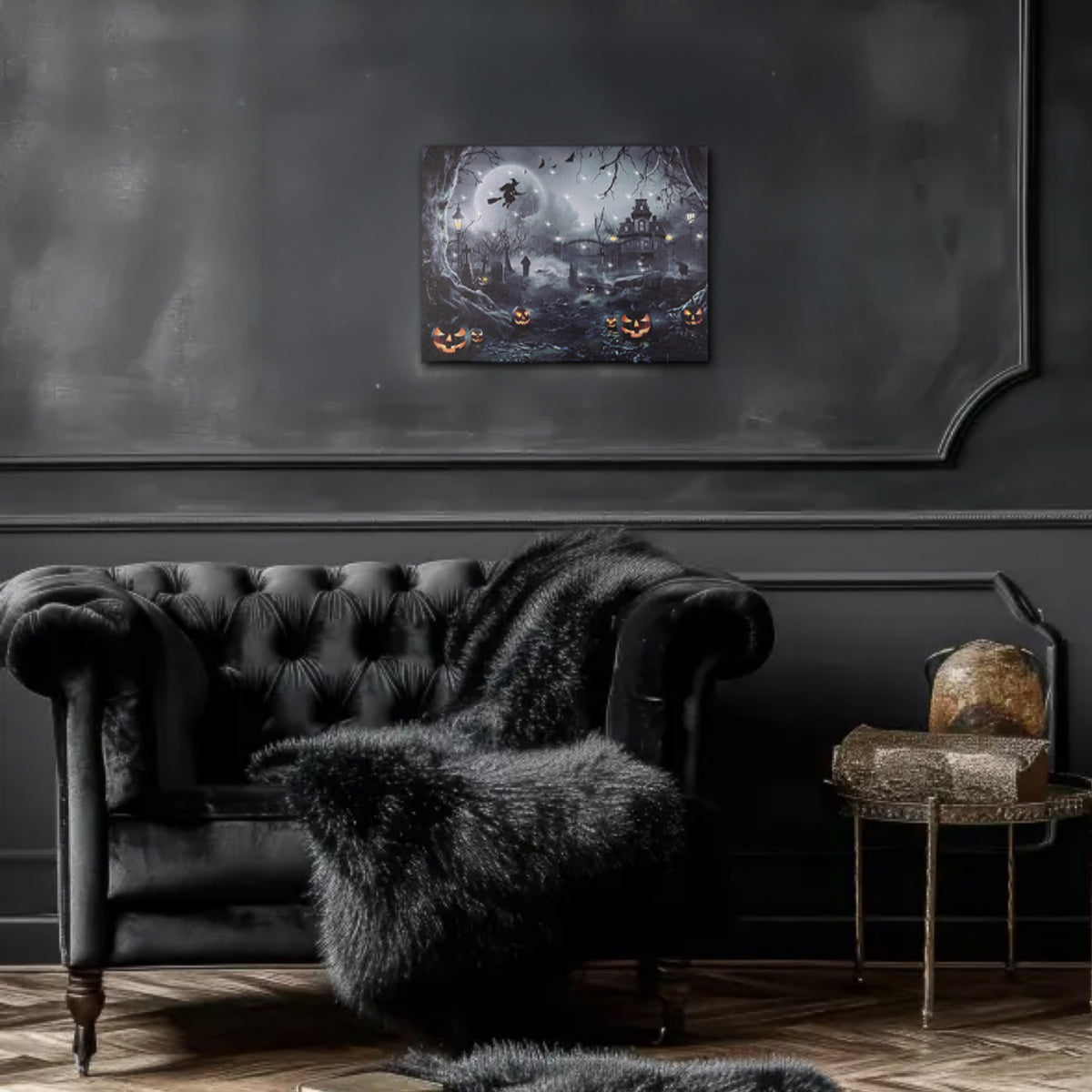 Battery-Operated Lighted Wall Art - Spooky Halloween Night