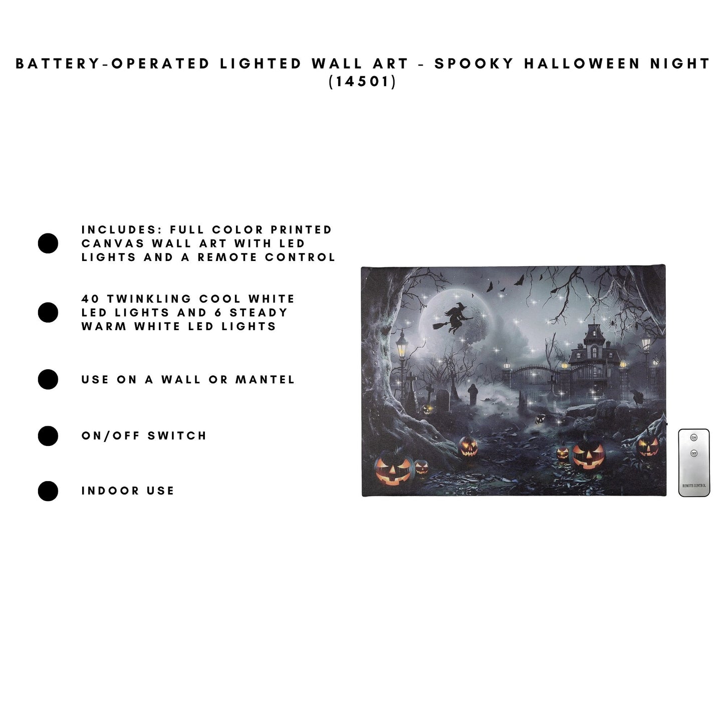 Battery-Operated Lighted Wall Art - Spooky Halloween Night