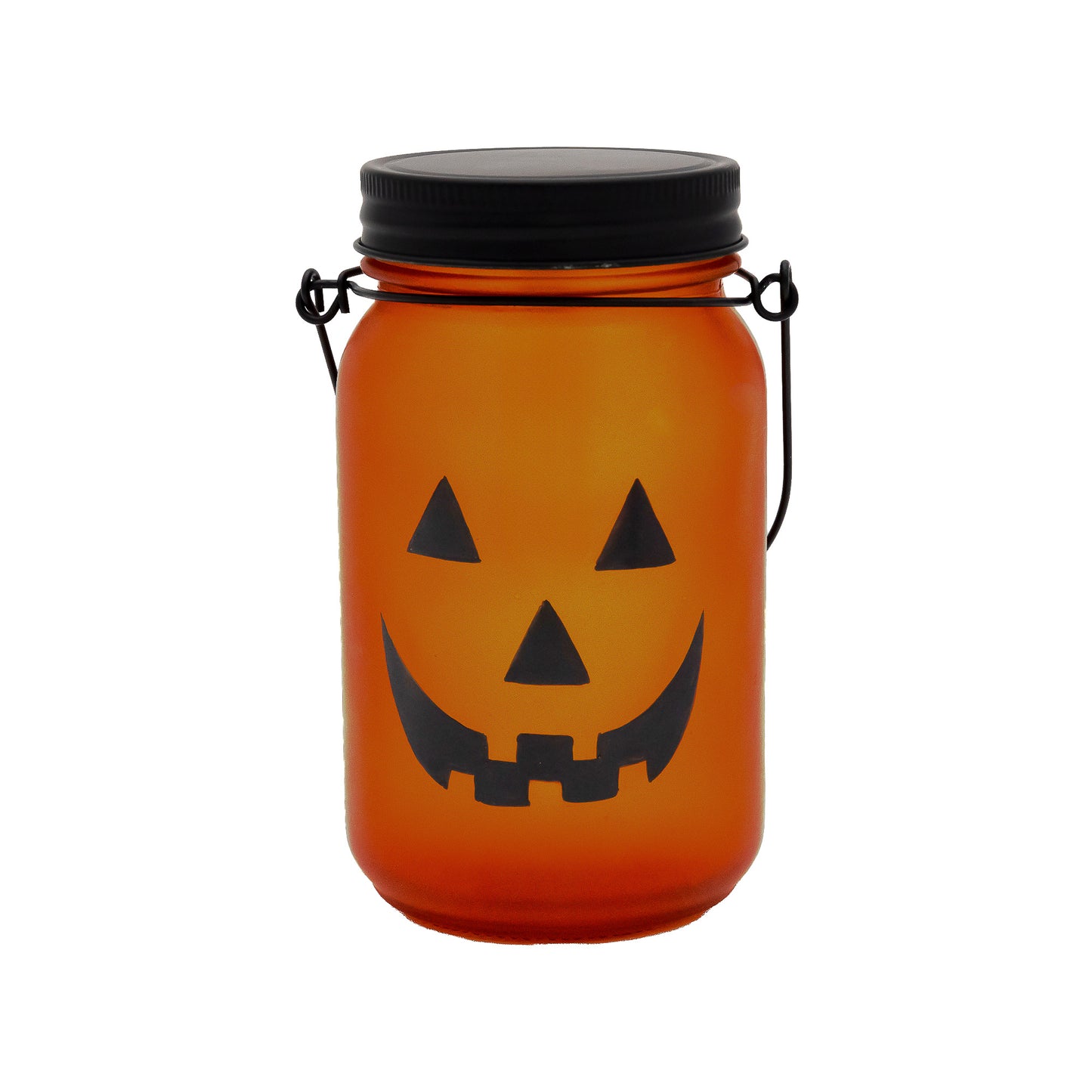 Battery Operated Flame Effect Jack O'Lantern Mason Jar