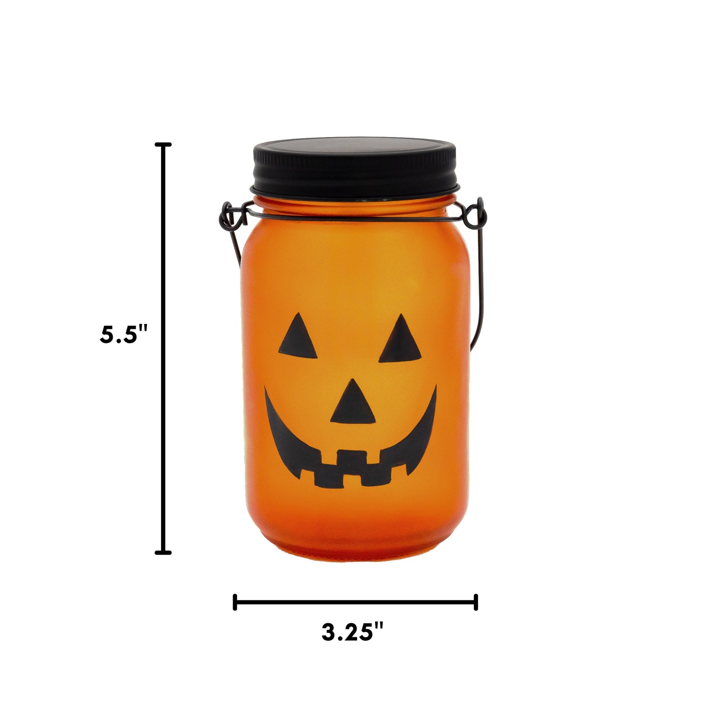 Battery-Operated Flame-Effect Jack O' Lantern Mason Jar