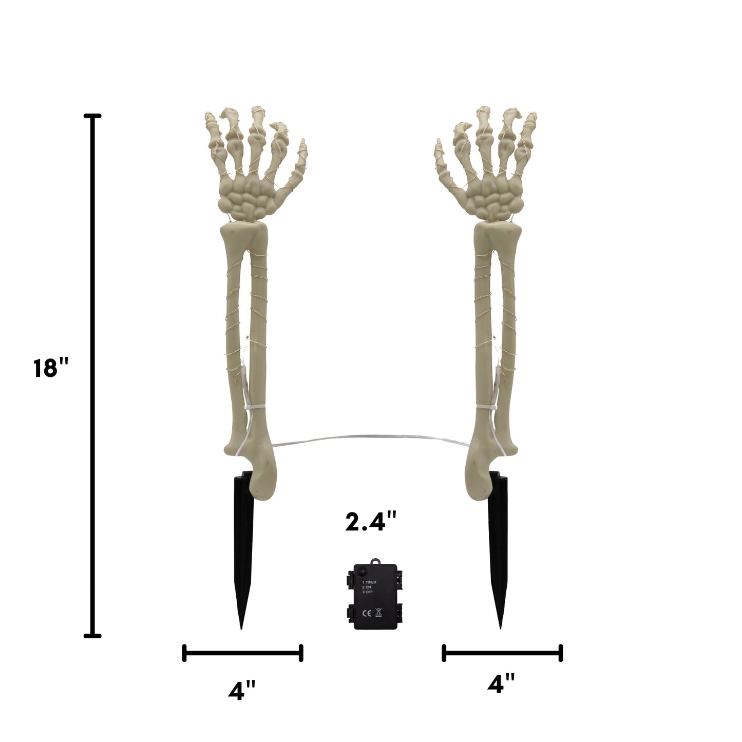 Battery-Operated Lighted Skeleton Arms - Set of 2