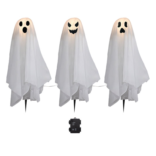 Battery Operated Lighted Ghosts - Set of 3
