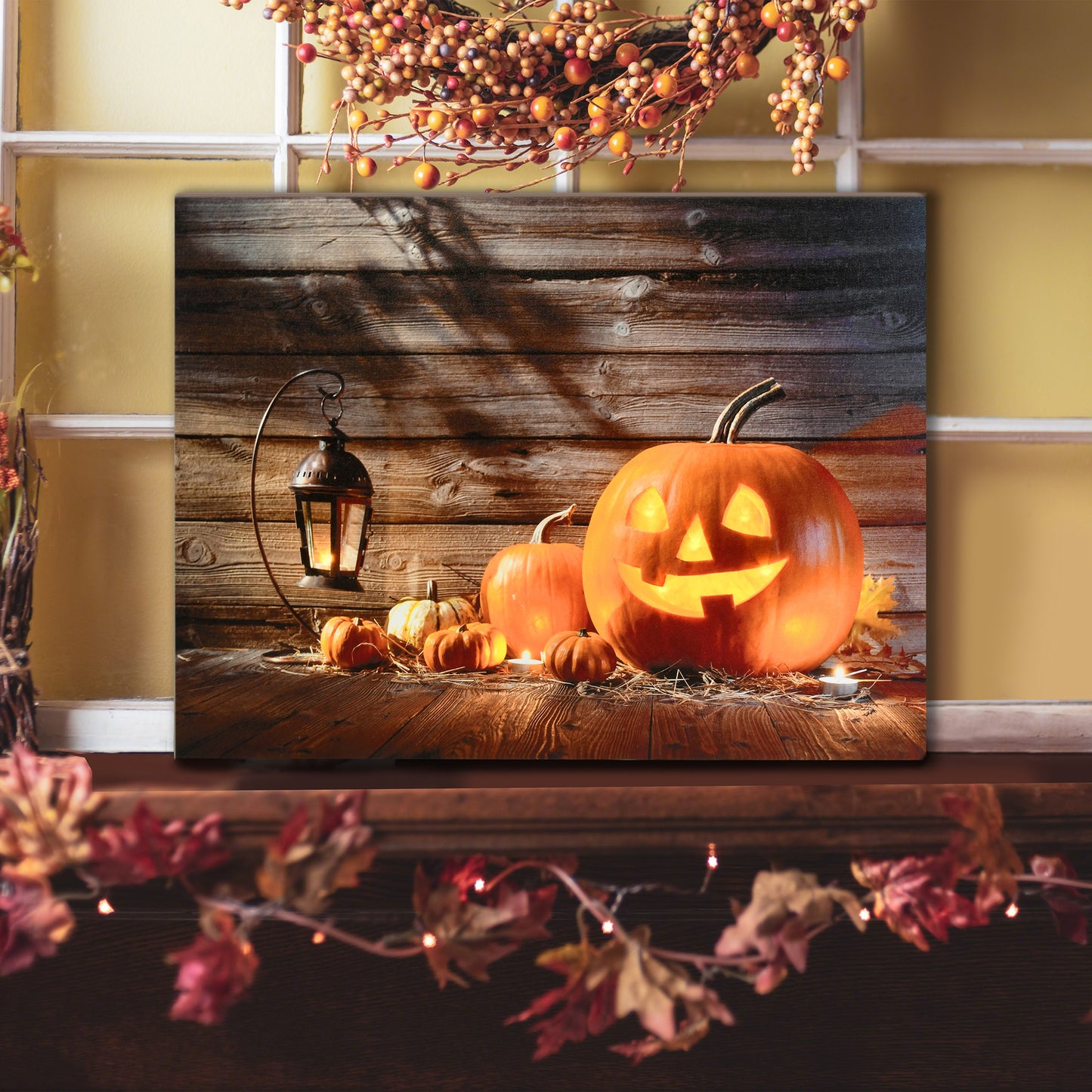 Battery-Operated Lighted Wall Art with Remote Control - Jack O’ Lantern