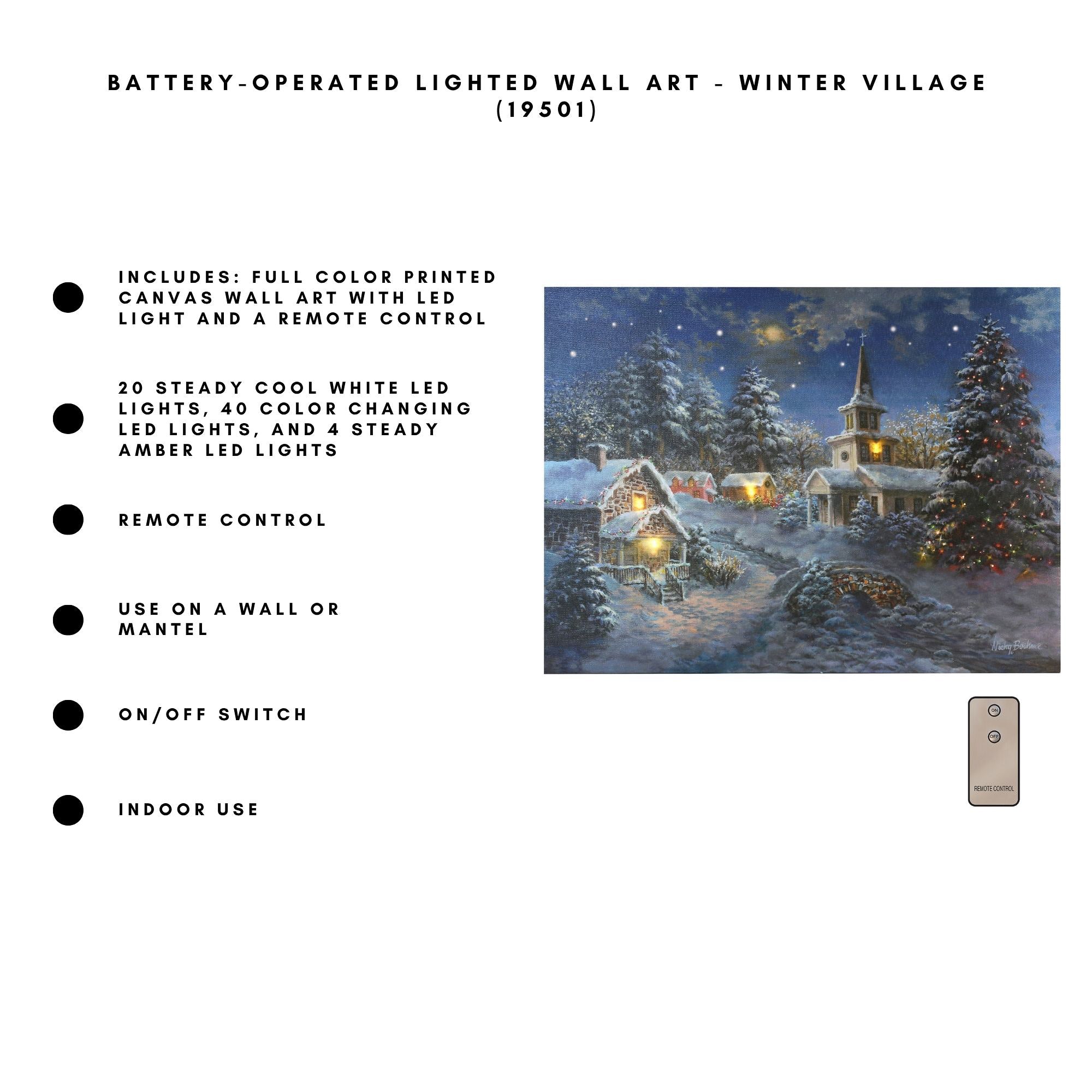 Battery-Operated Lighted Wall Art - Winter Village – LumaBase
