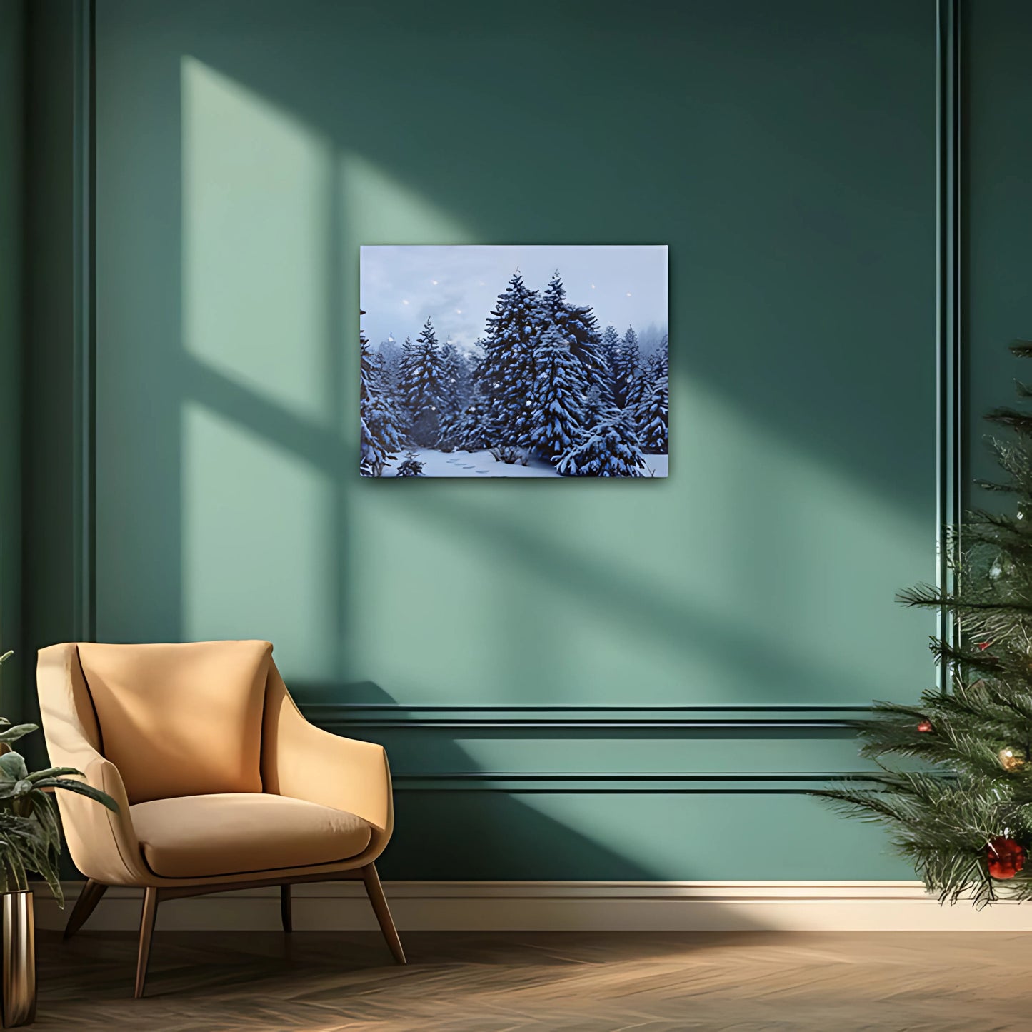 Battery Operated Wall Art with Remote Control  - Snowy Pines
