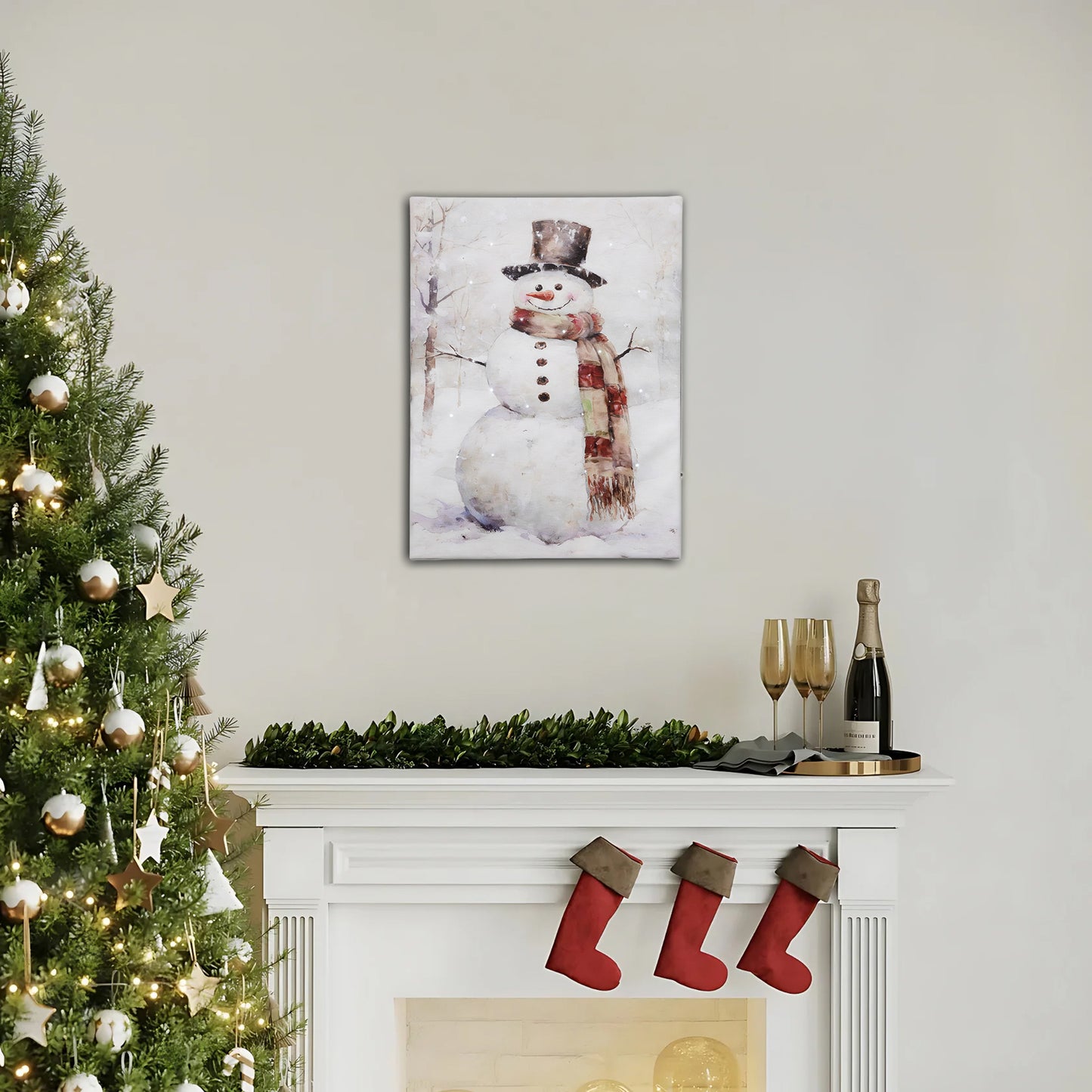 Battery-Operated Lighted Wall Art - Snowman