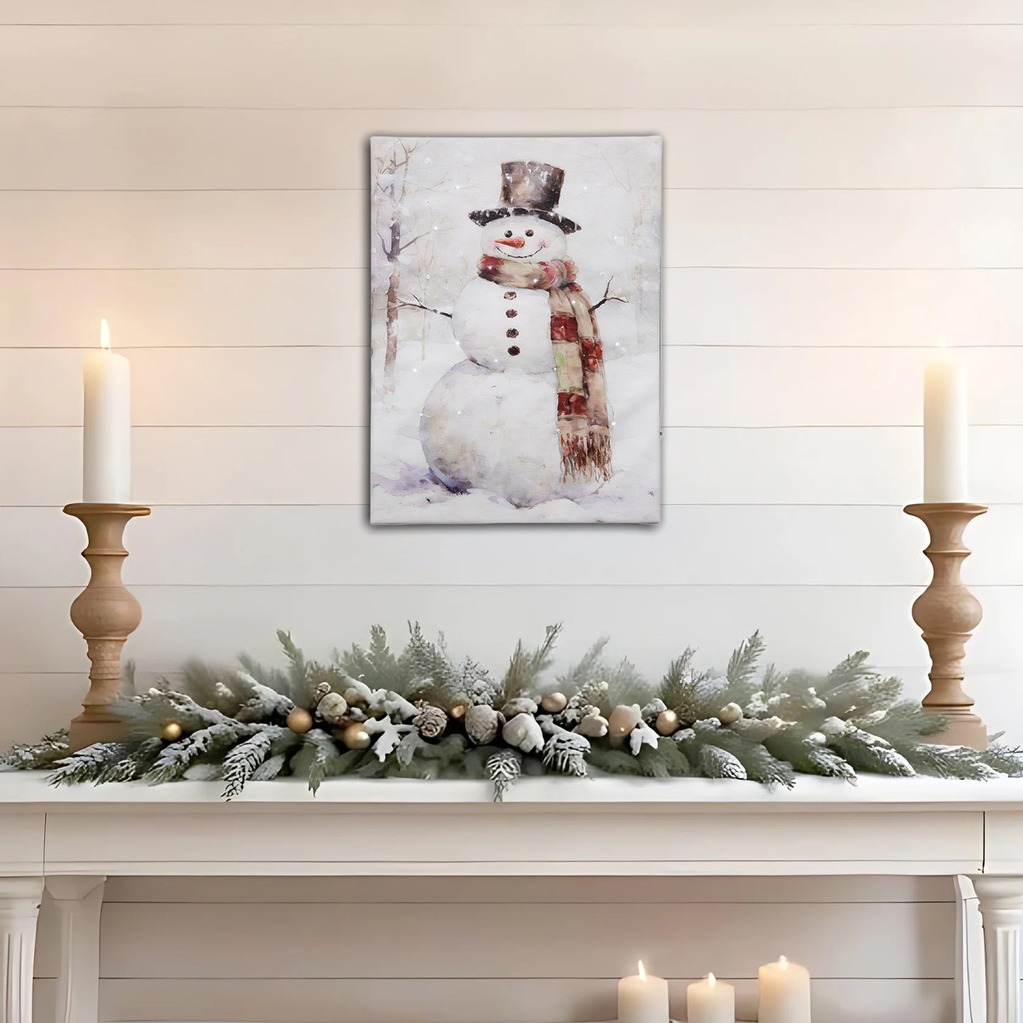 Battery-Operated Lighted Wall Art - Snowman