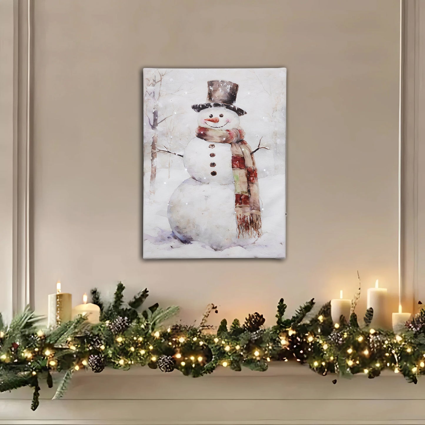 Battery-Operated Lighted Wall Art - Snowman
