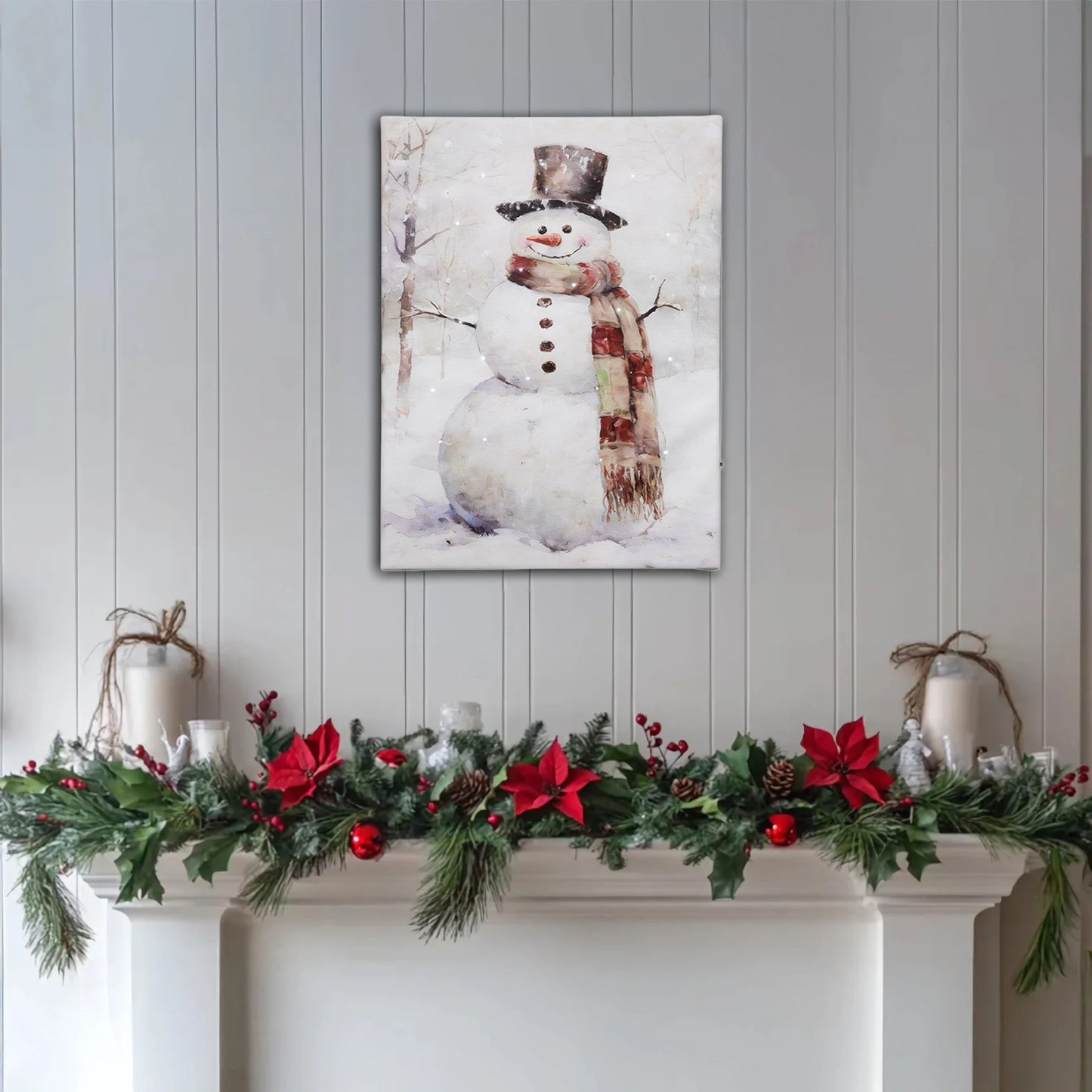 Battery-Operated Lighted Wall Art - Snowman