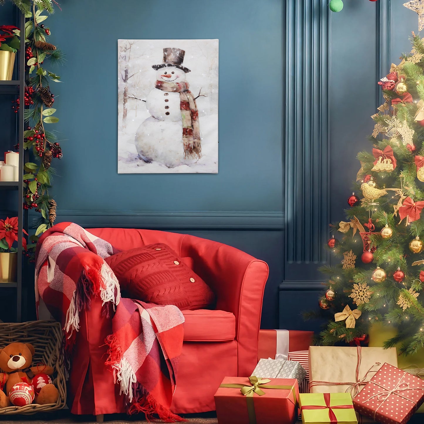 Battery-Operated Lighted Wall Art - Snowman