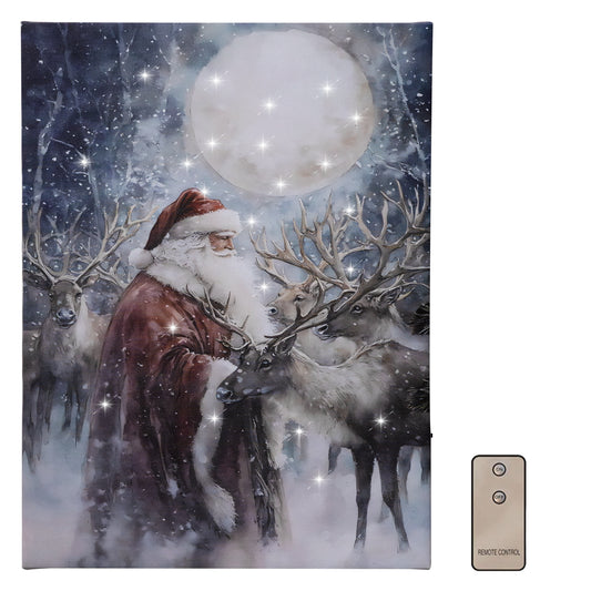 Battery-Operated Lighted Wall Art - Santa's Reindeer