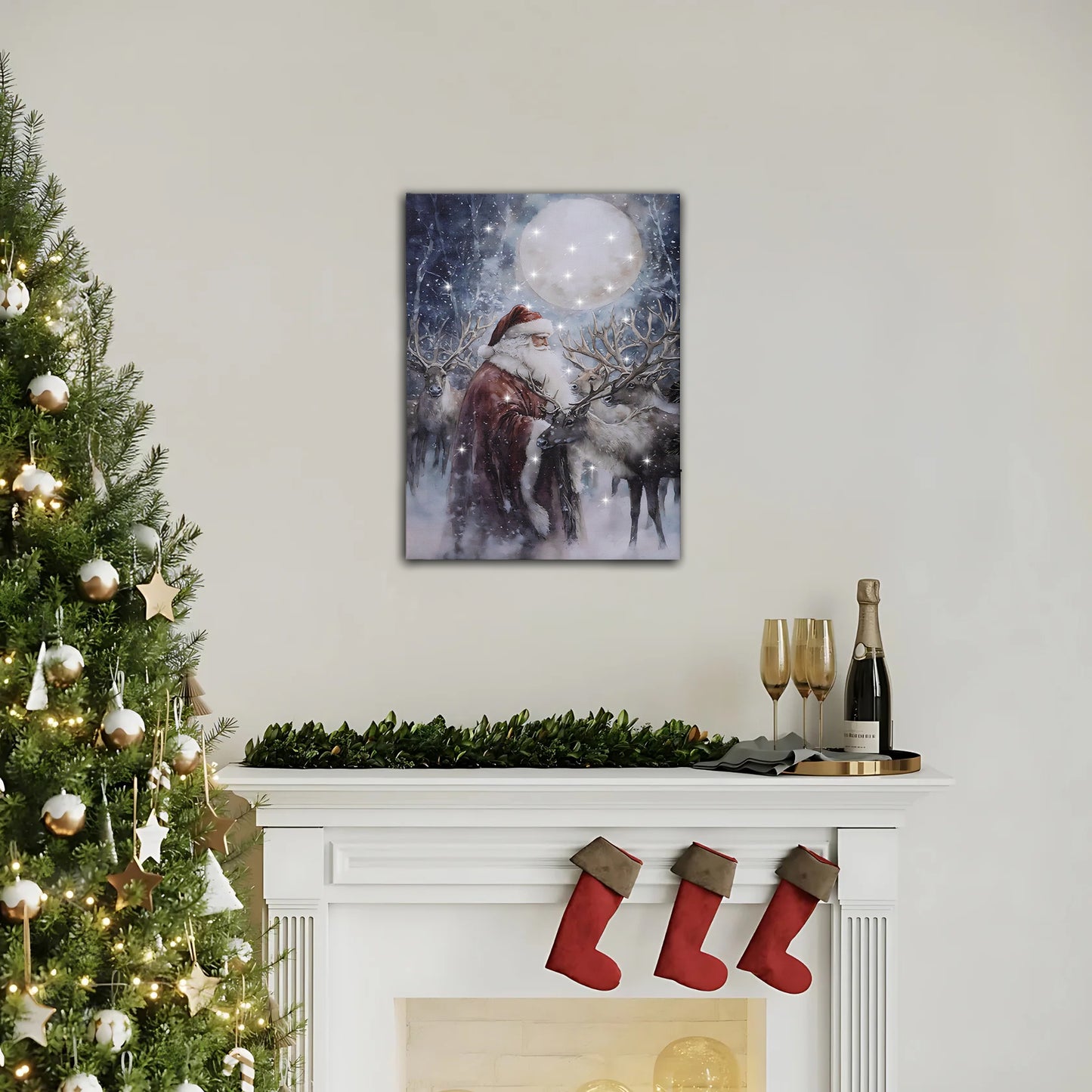 Battery-Operated Lighted Wall Art - Santa's Reindeer