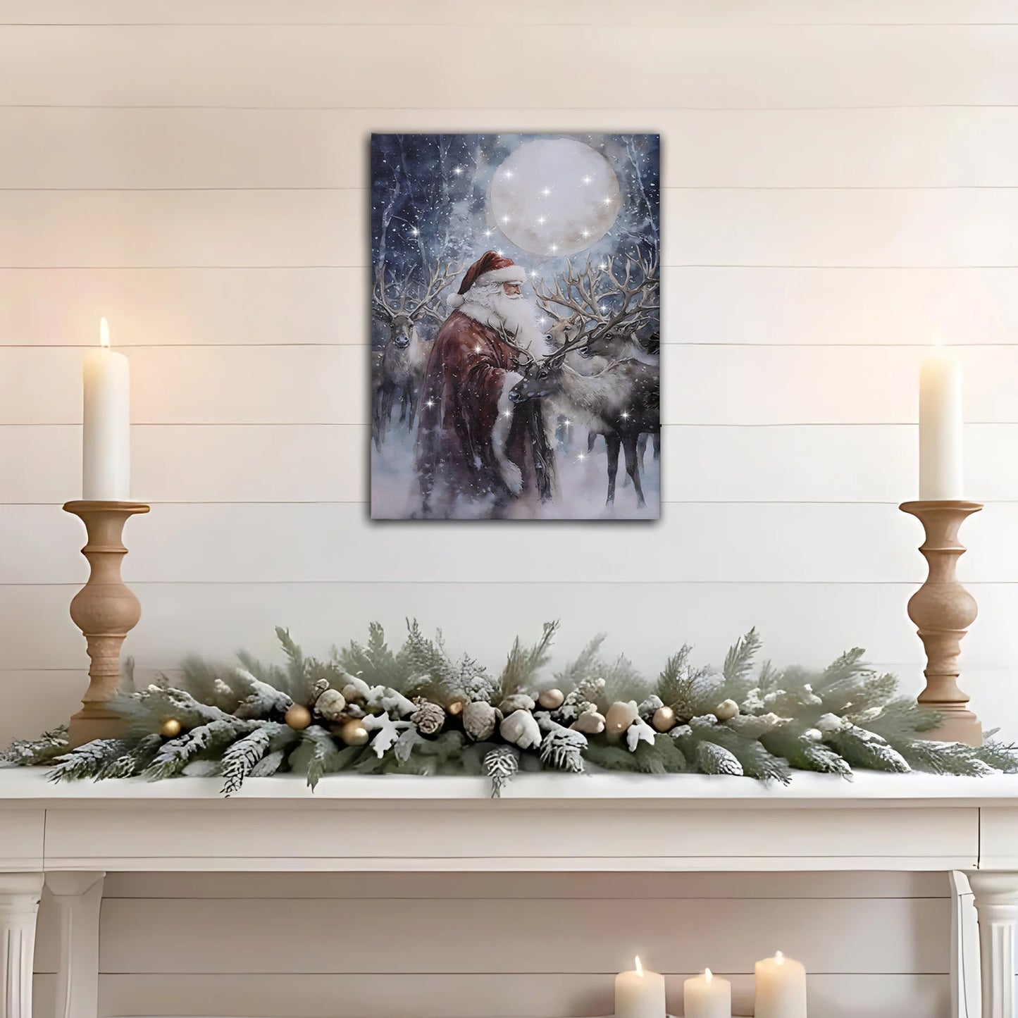 Battery-Operated Lighted Wall Art - Santa's Reindeer