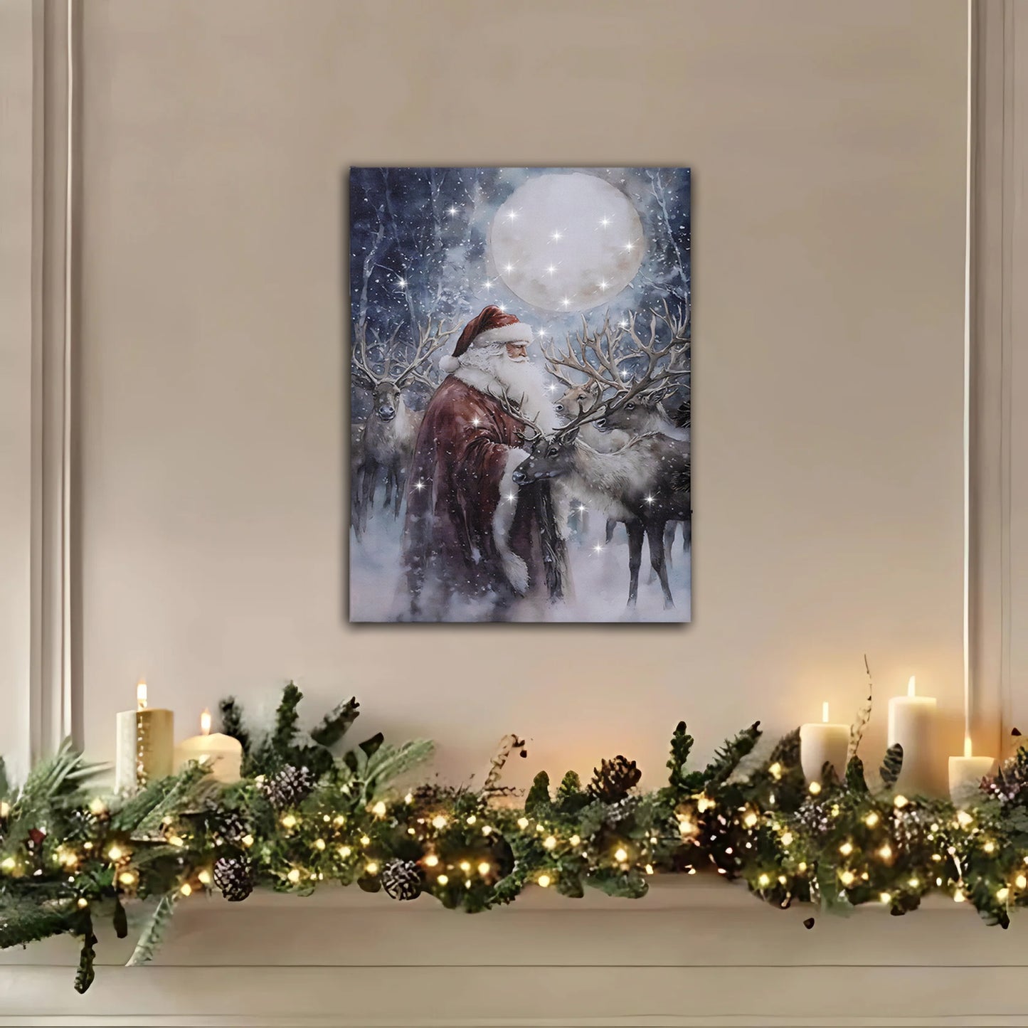 Battery-Operated Lighted Wall Art - Santa's Reindeer