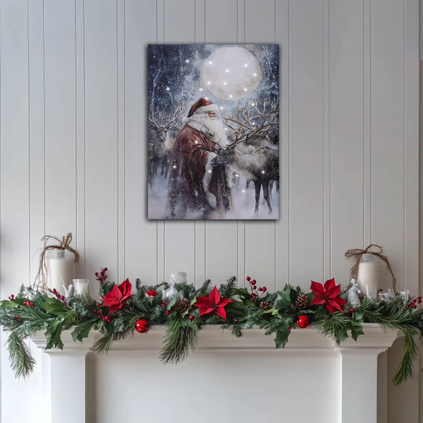 Battery-Operated Lighted Wall Art - Santa's Reindeer