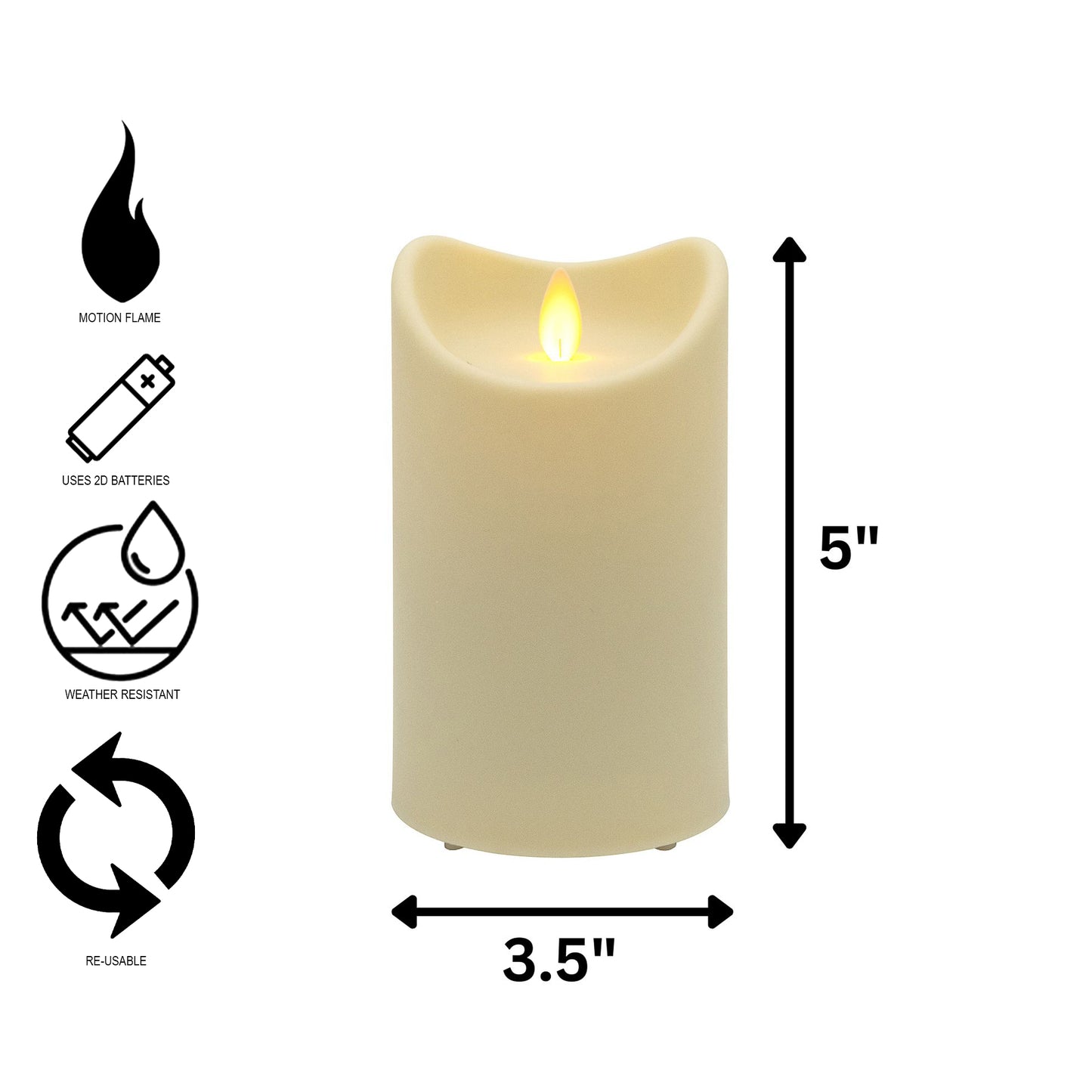 Weather-Resistant LED Candle with Flickering Flame