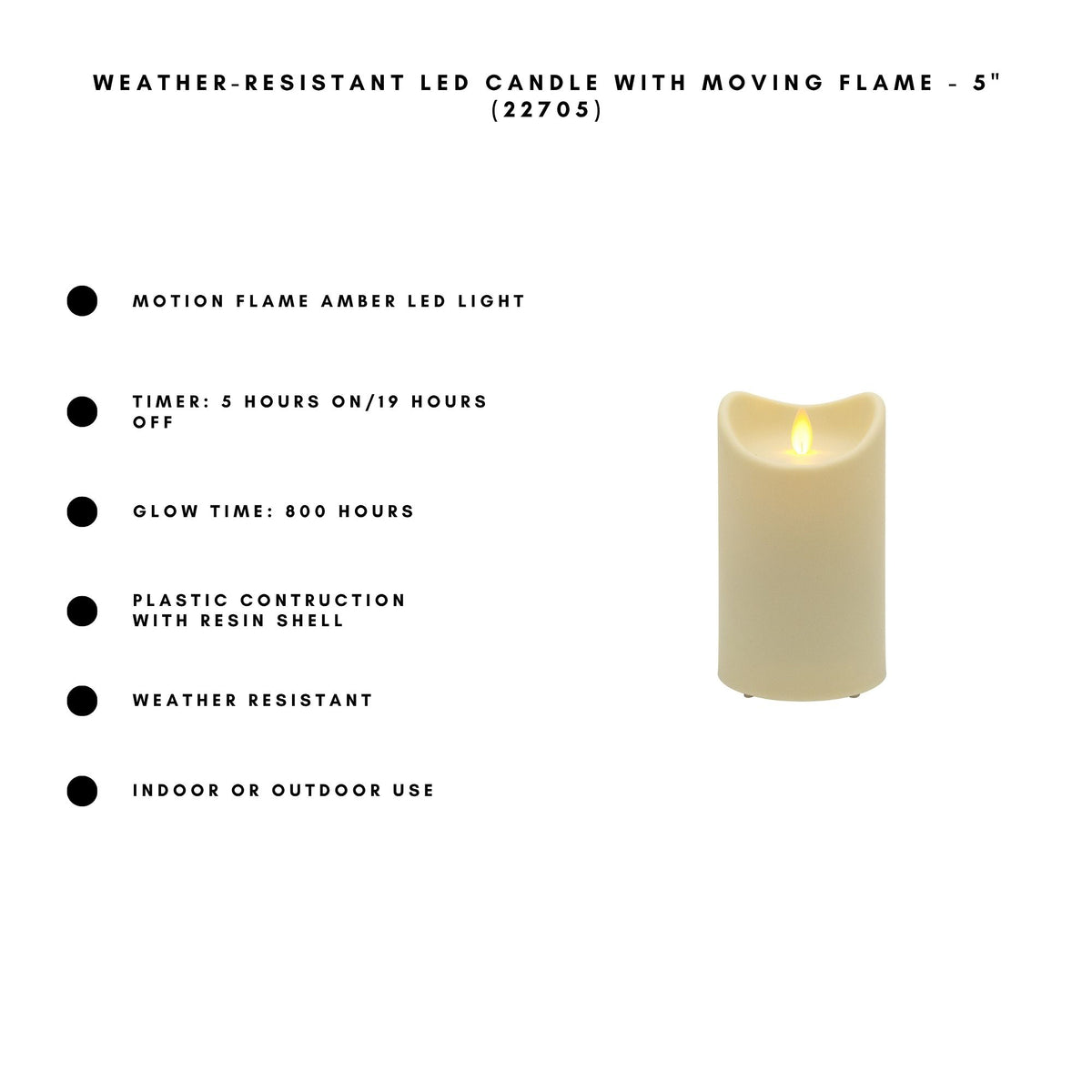 Weather-Resistant LED Candle with Flickering Flame