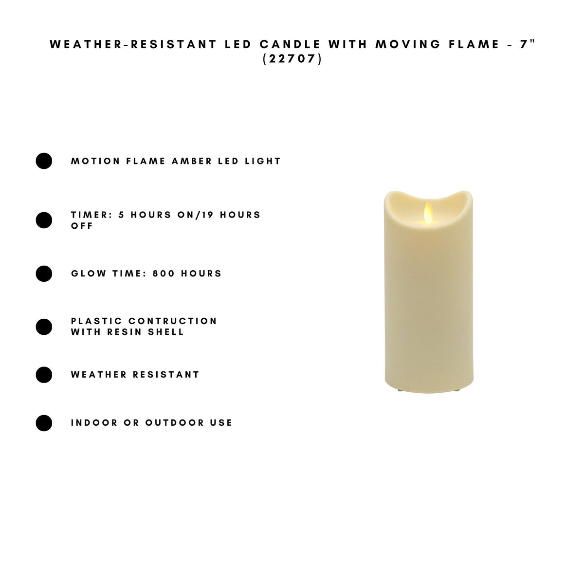 Weather-Resistant LED Candle with Flickering Flame