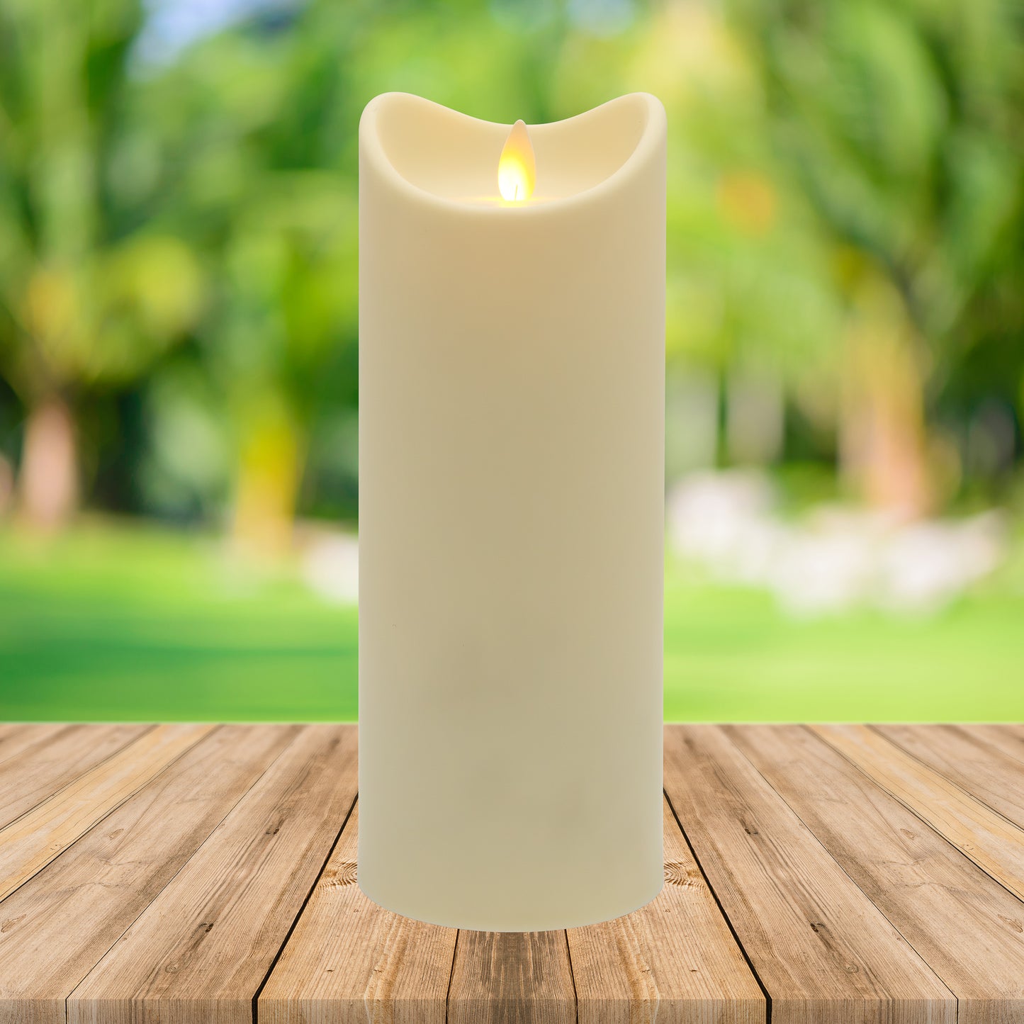Weather Resistant LED Candle with Flickering Flame - 9"
