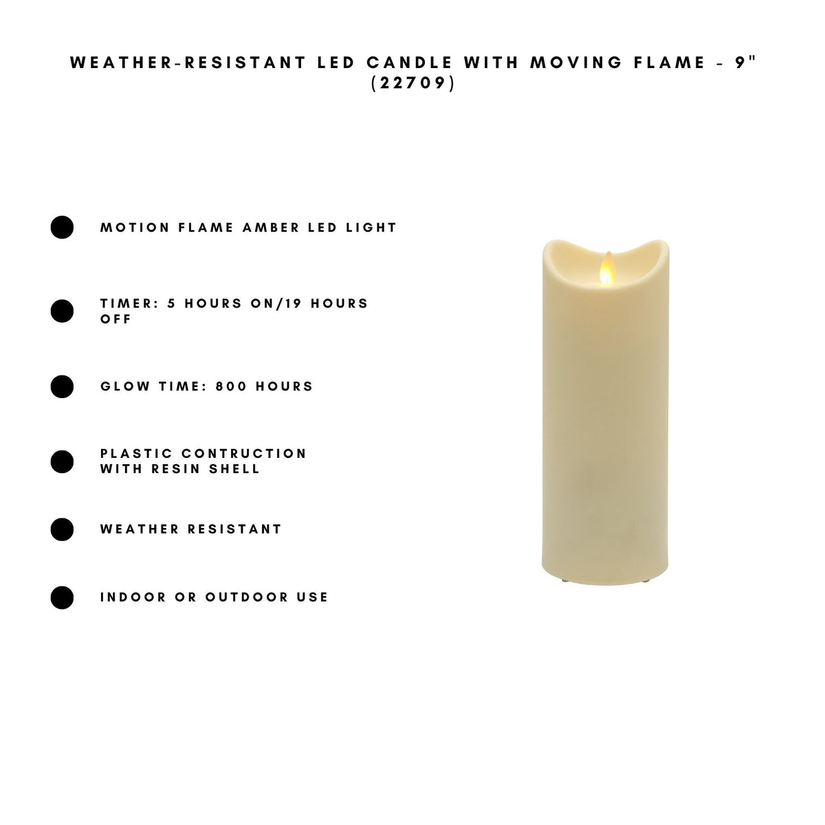 Weather-Resistant LED Candle with Flickering Flame
