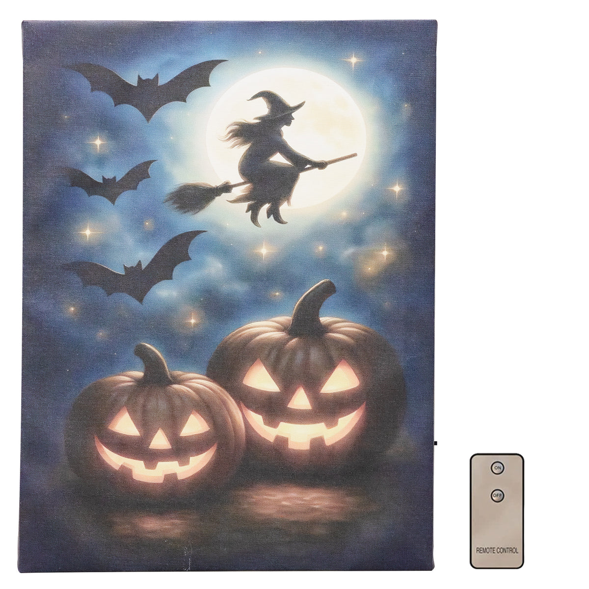Battery-Operated Lighted Wall Art - Flying Witch
