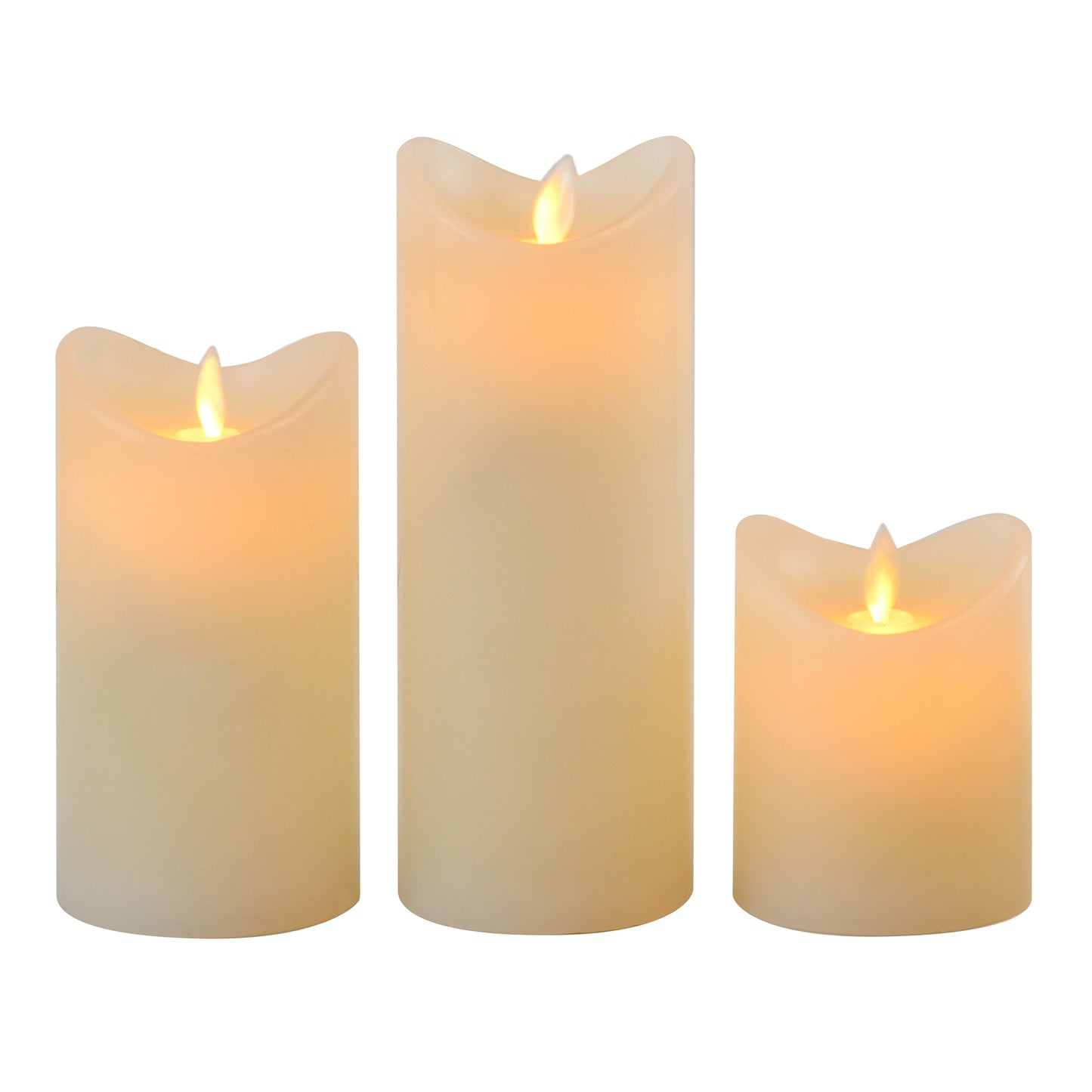 Battery Operated LED Flickering Flame Real Wax Candles- Set of 3
