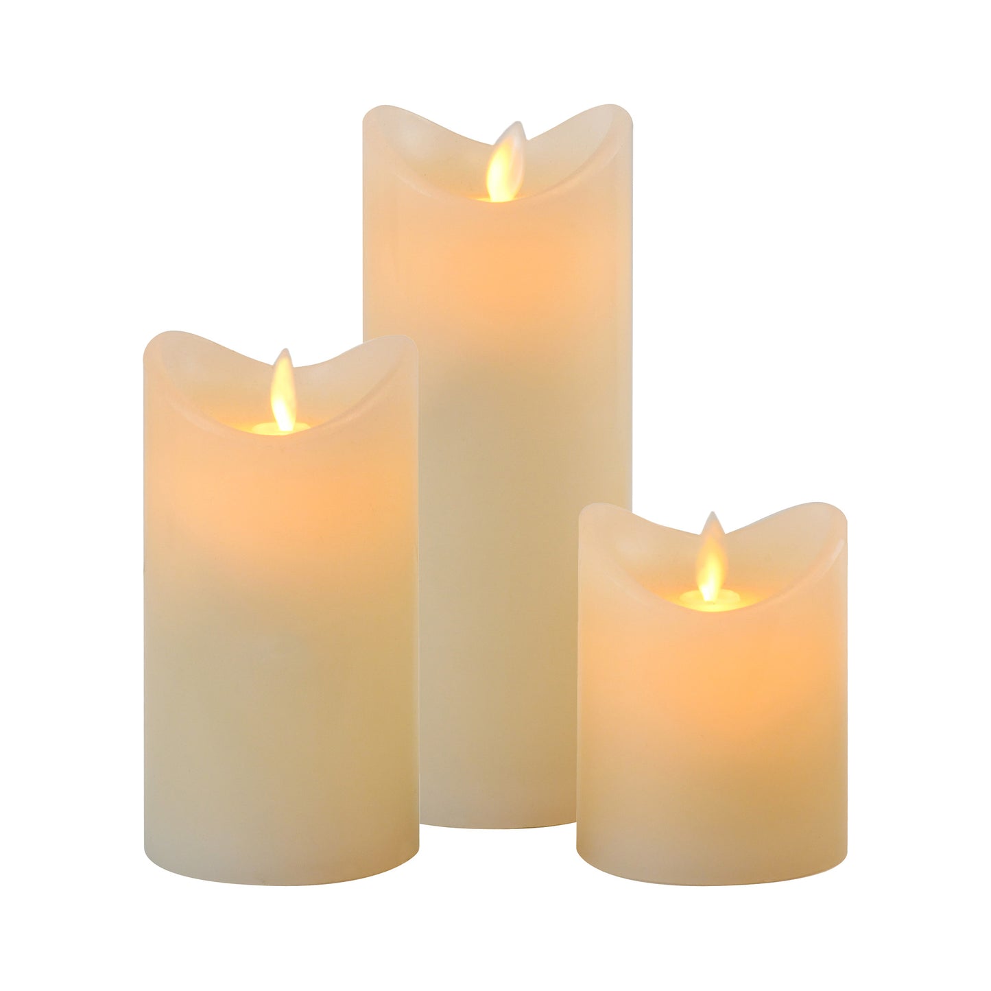 Battery Operated LED Flickering Flame Real Wax Candles- Set of 3