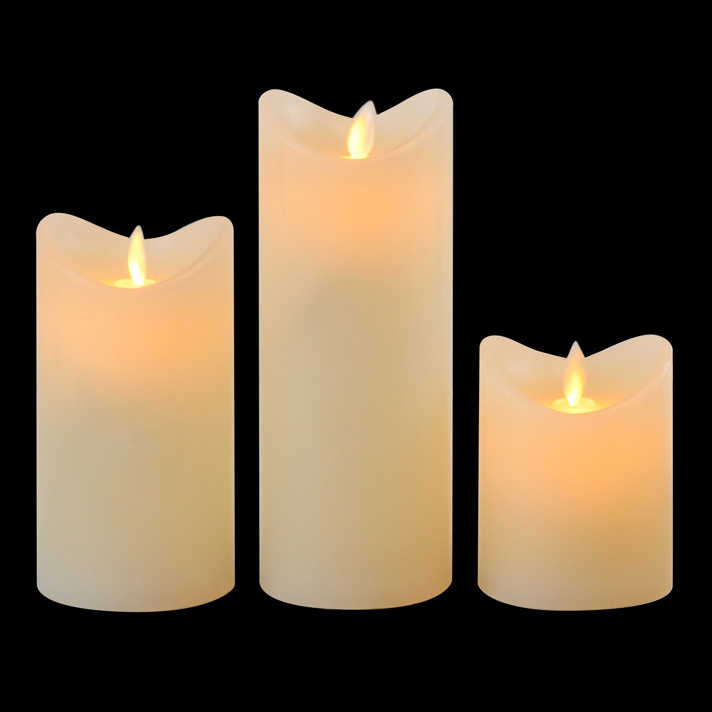 Battery Operated LED Flickering Flame Real Wax Candles- Set of 3