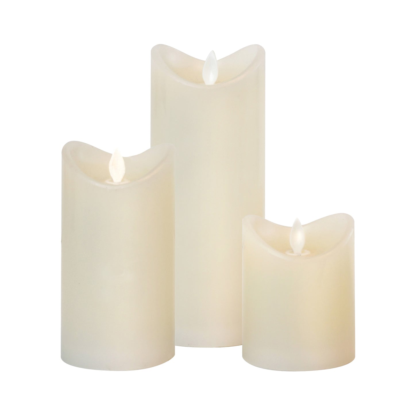 Battery Operated LED Flickering Flame Real Wax Candles- Set of 3