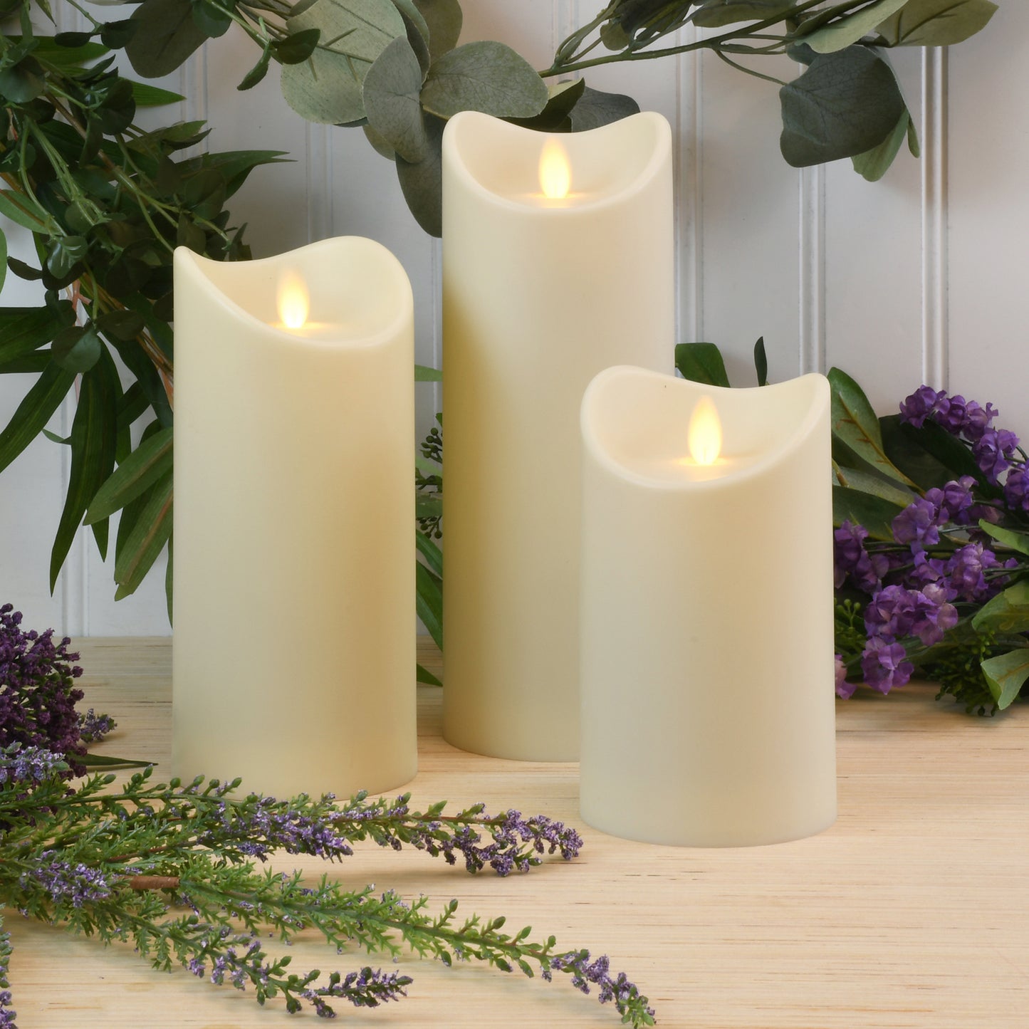 Battery Operated LED Candles with Flickering Flame - Set of 3