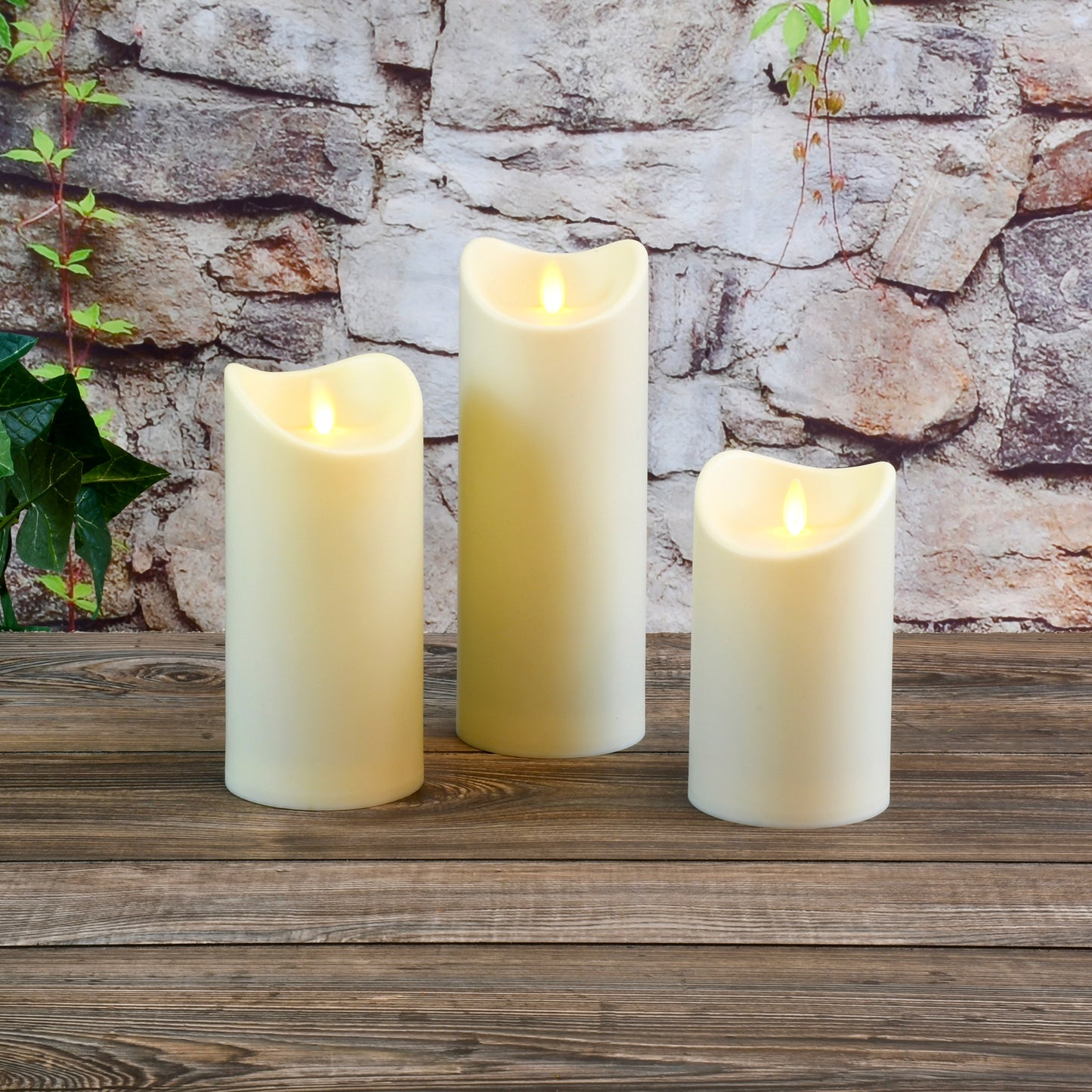 Battery Operated LED Candles with Flickering Flame - Set of 3